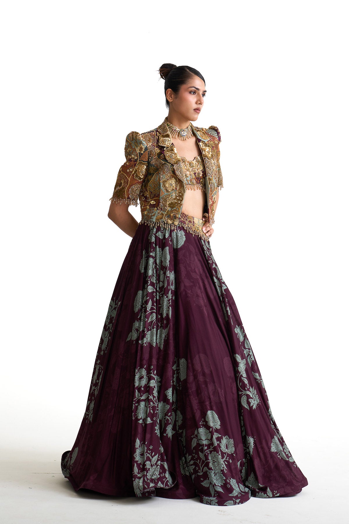 Plum garden crop blazer set