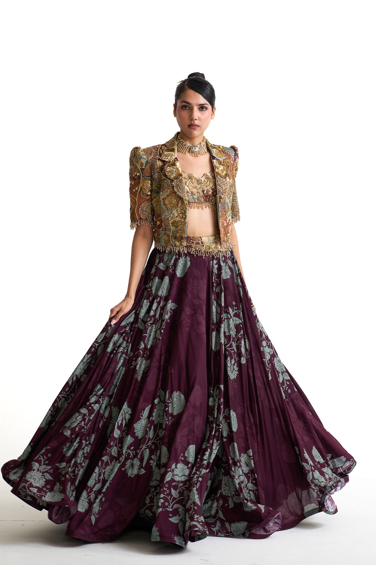 Plum garden crop blazer set