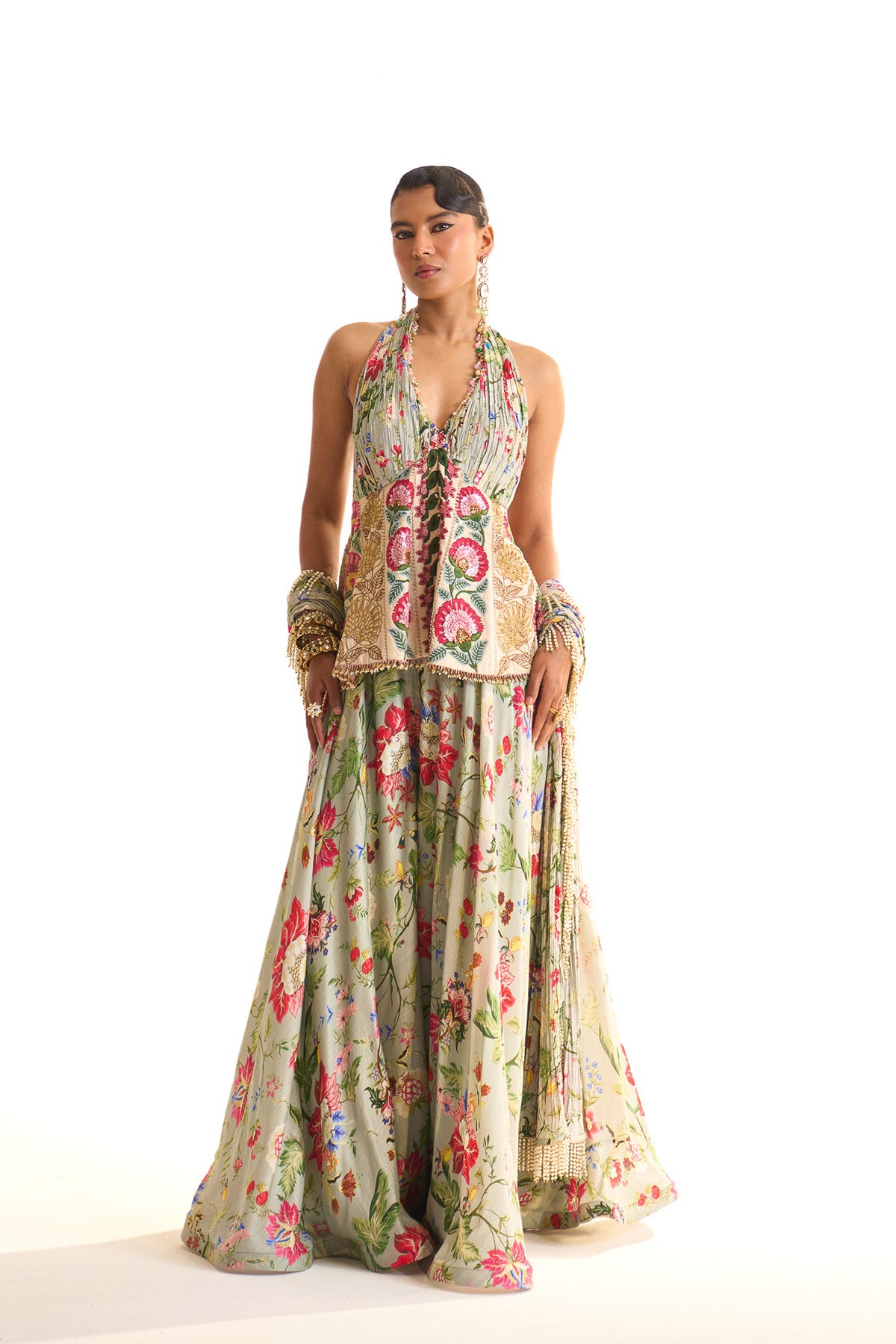 Garden story halter neck peplum set