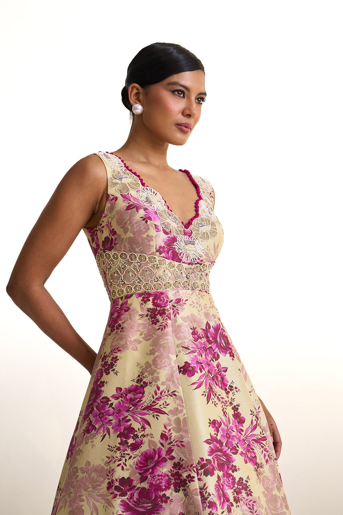 Pink moon V neck dress