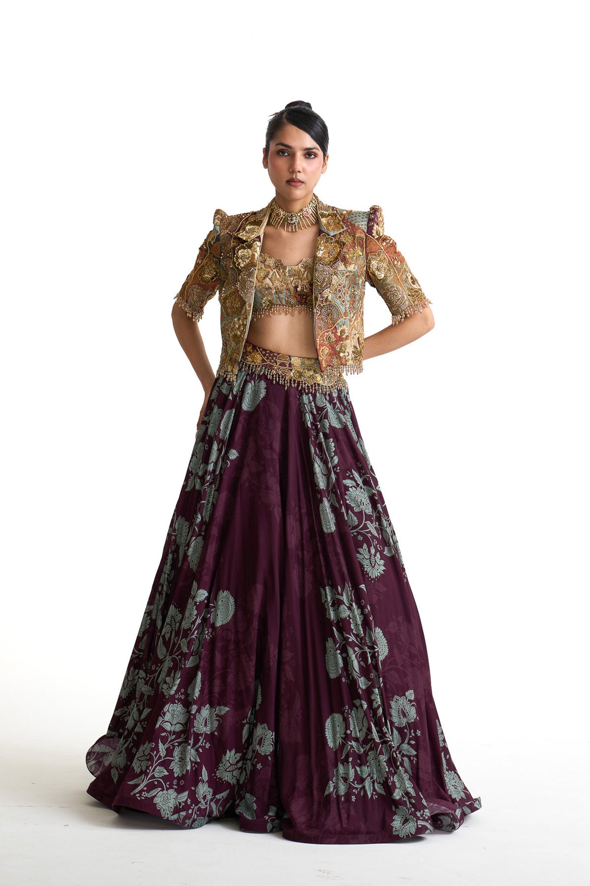 Plum garden crop blazer set