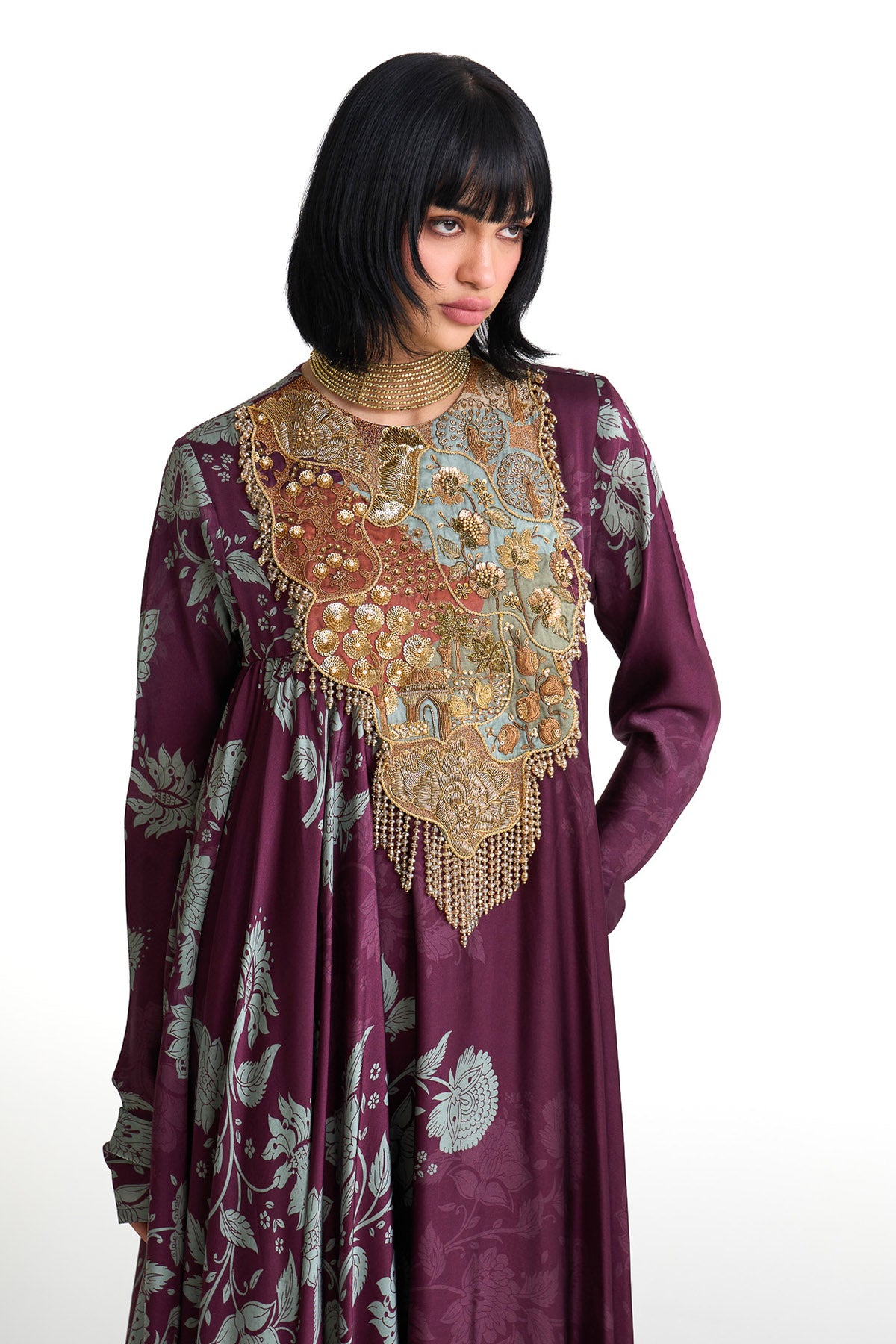 Plum garden A line yoke anarkali