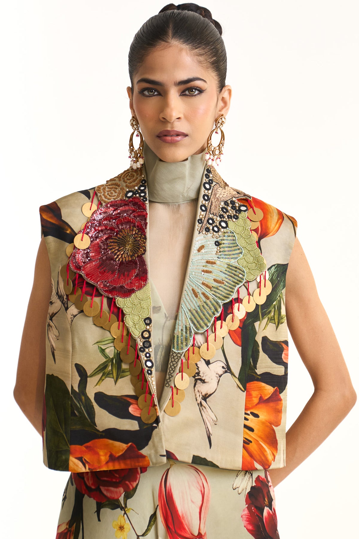 Wild blooms asymmetric skirt set