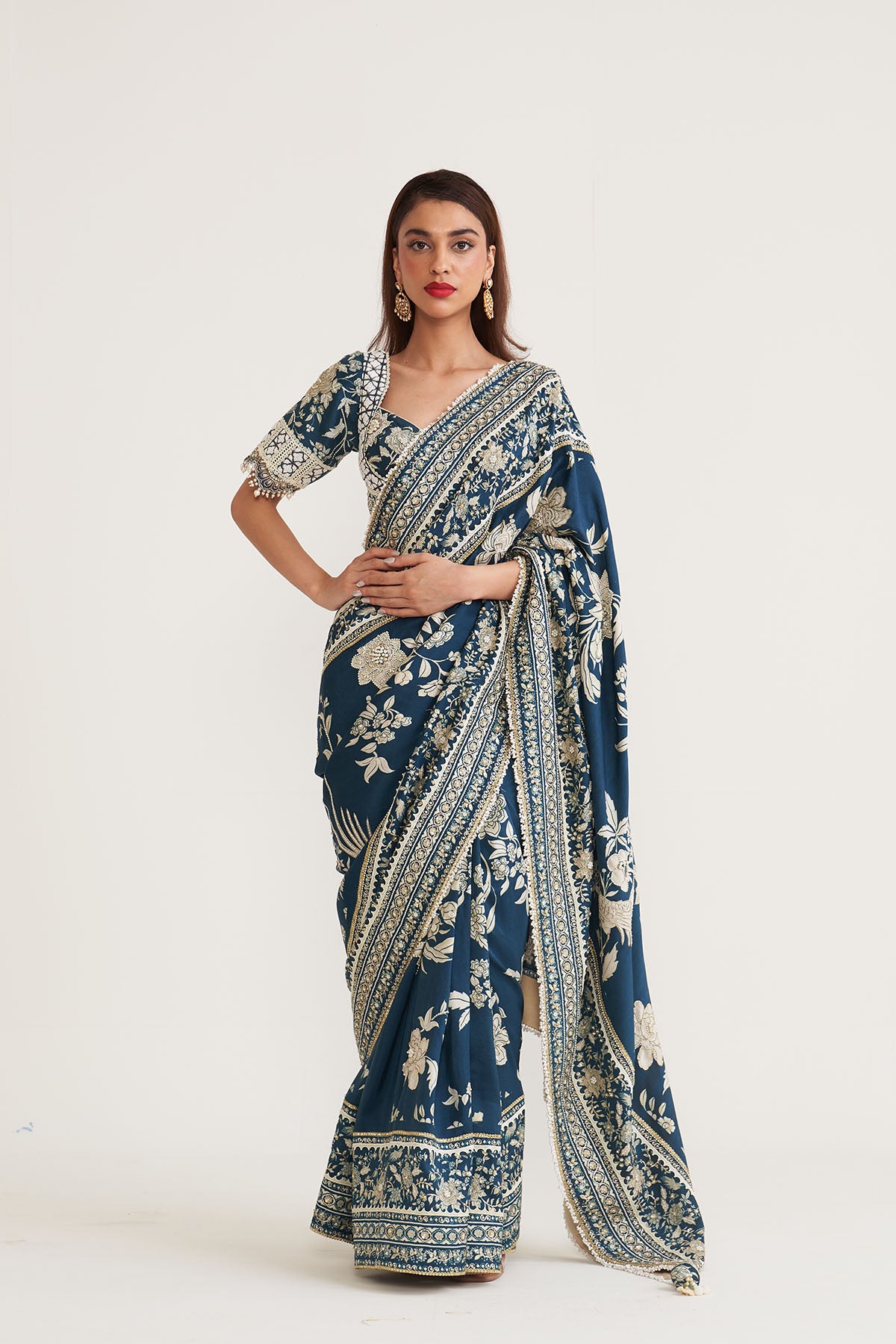 Shop Gazal Gupta Blue Aasmani noor parsi saree