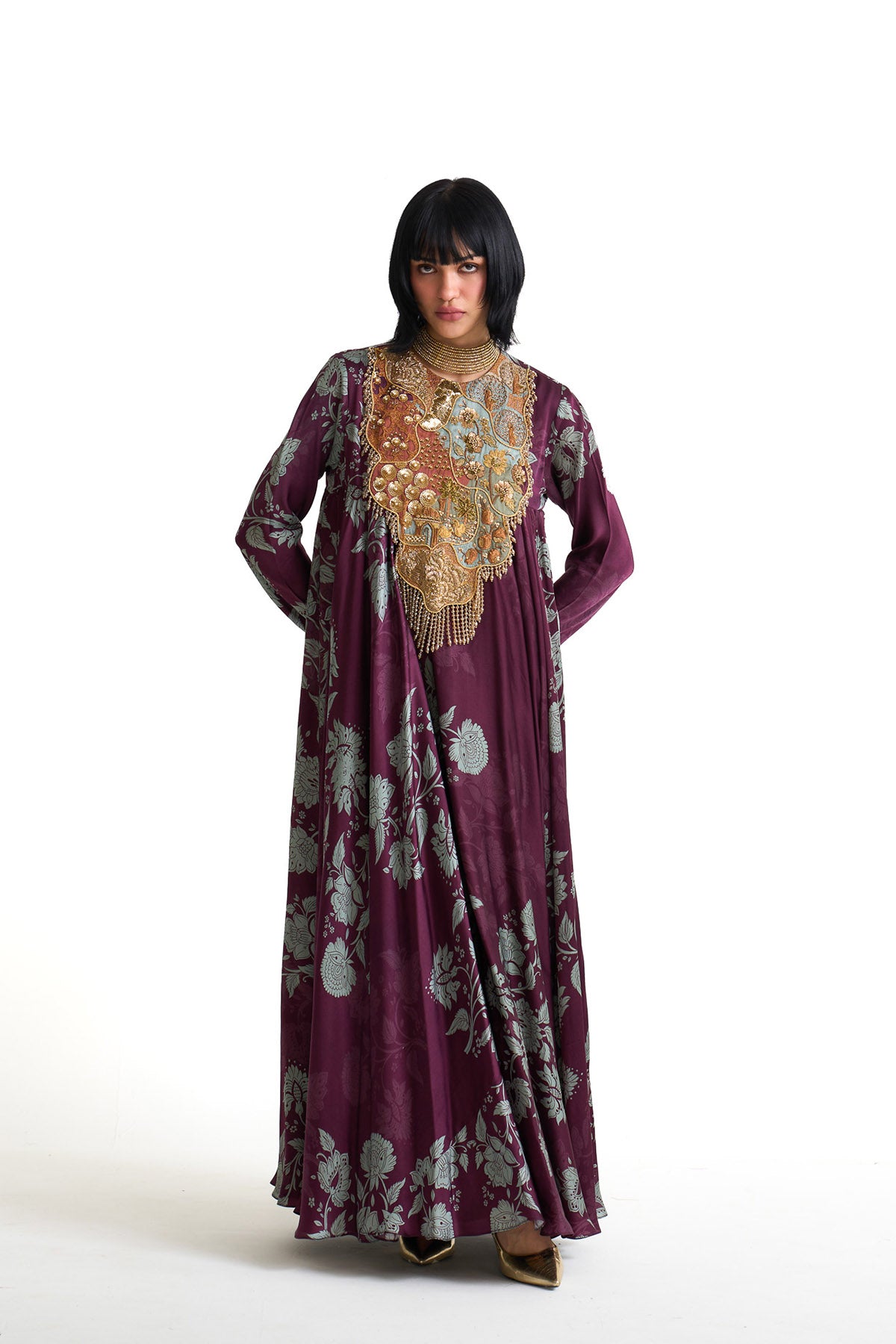 Plum garden A line yoke anarkali