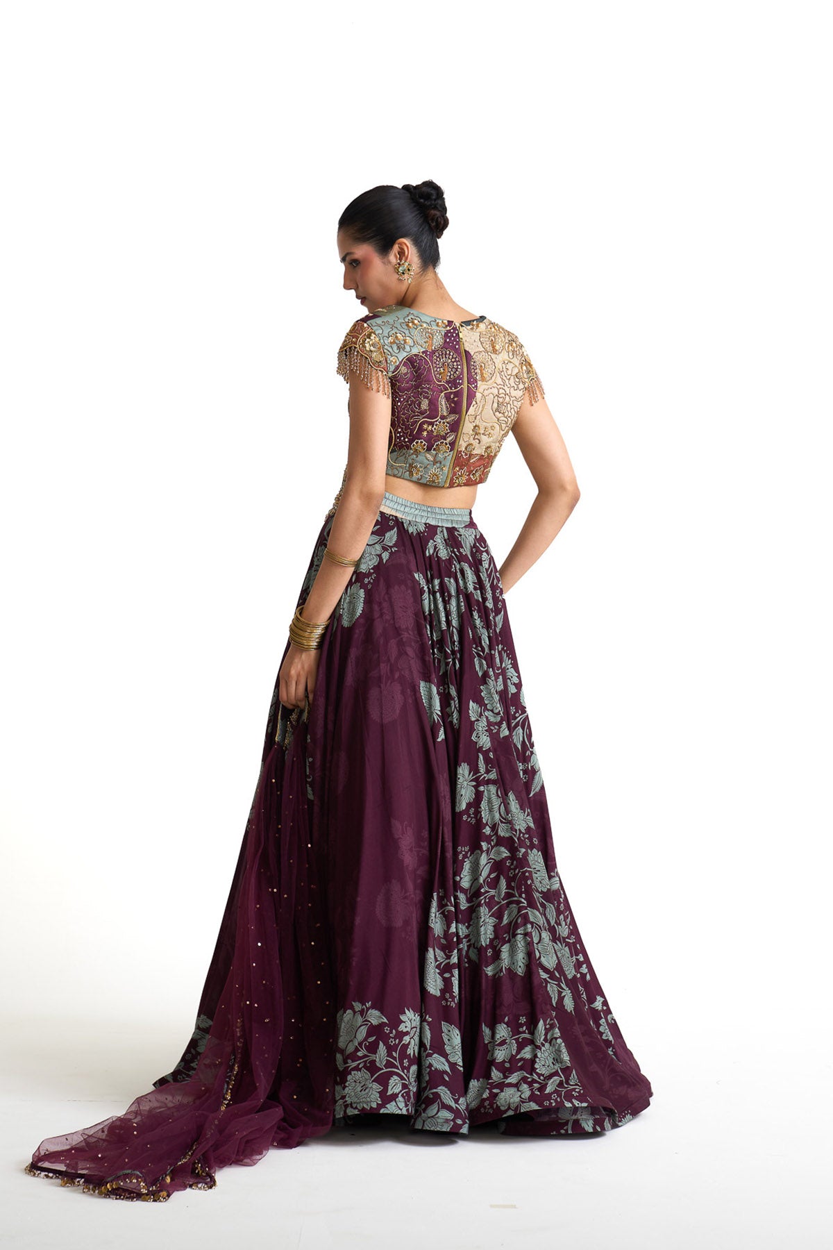 Plum garden crop top set