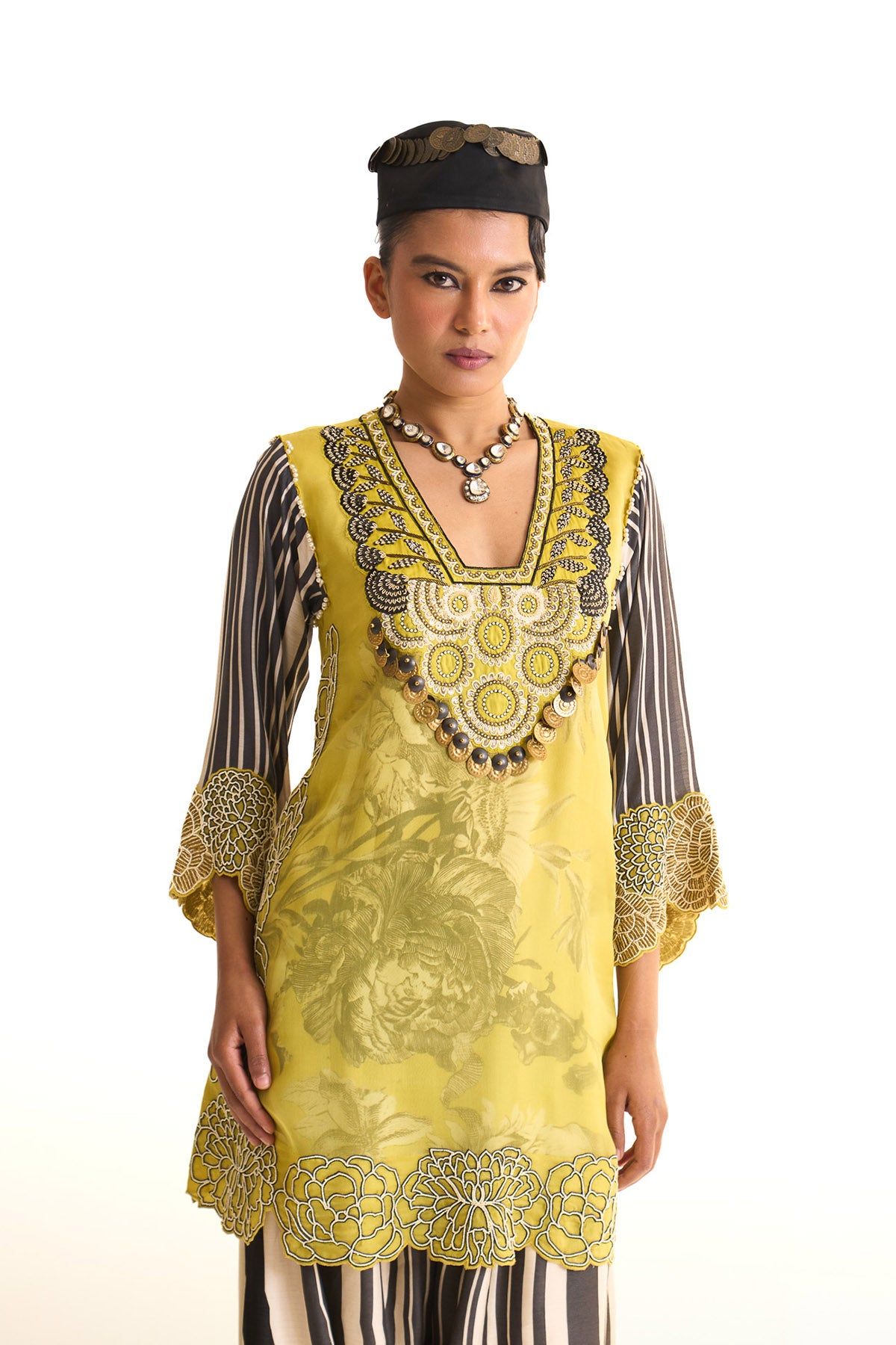 Black iris A-line suit set