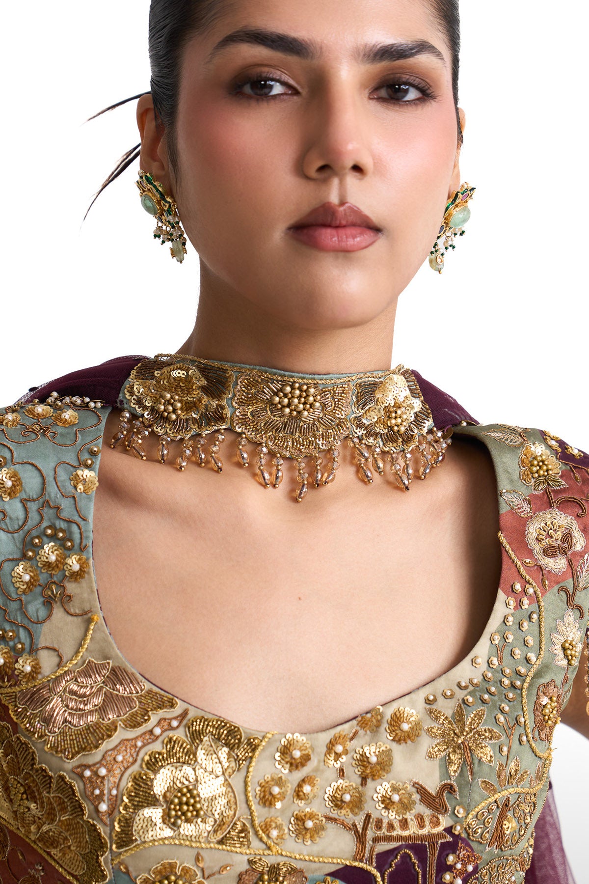 Plum garden crop top set