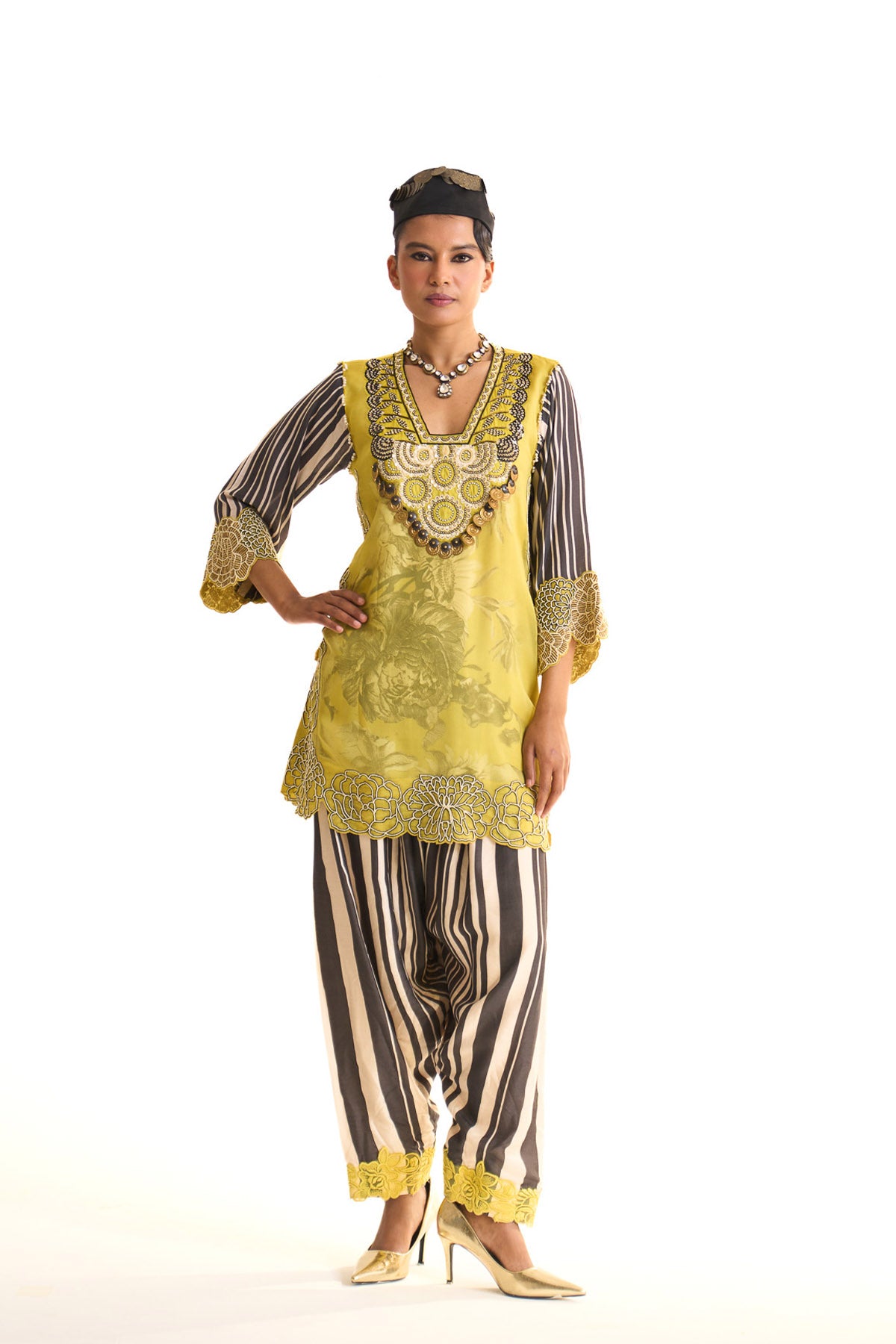Black iris A-line suit set