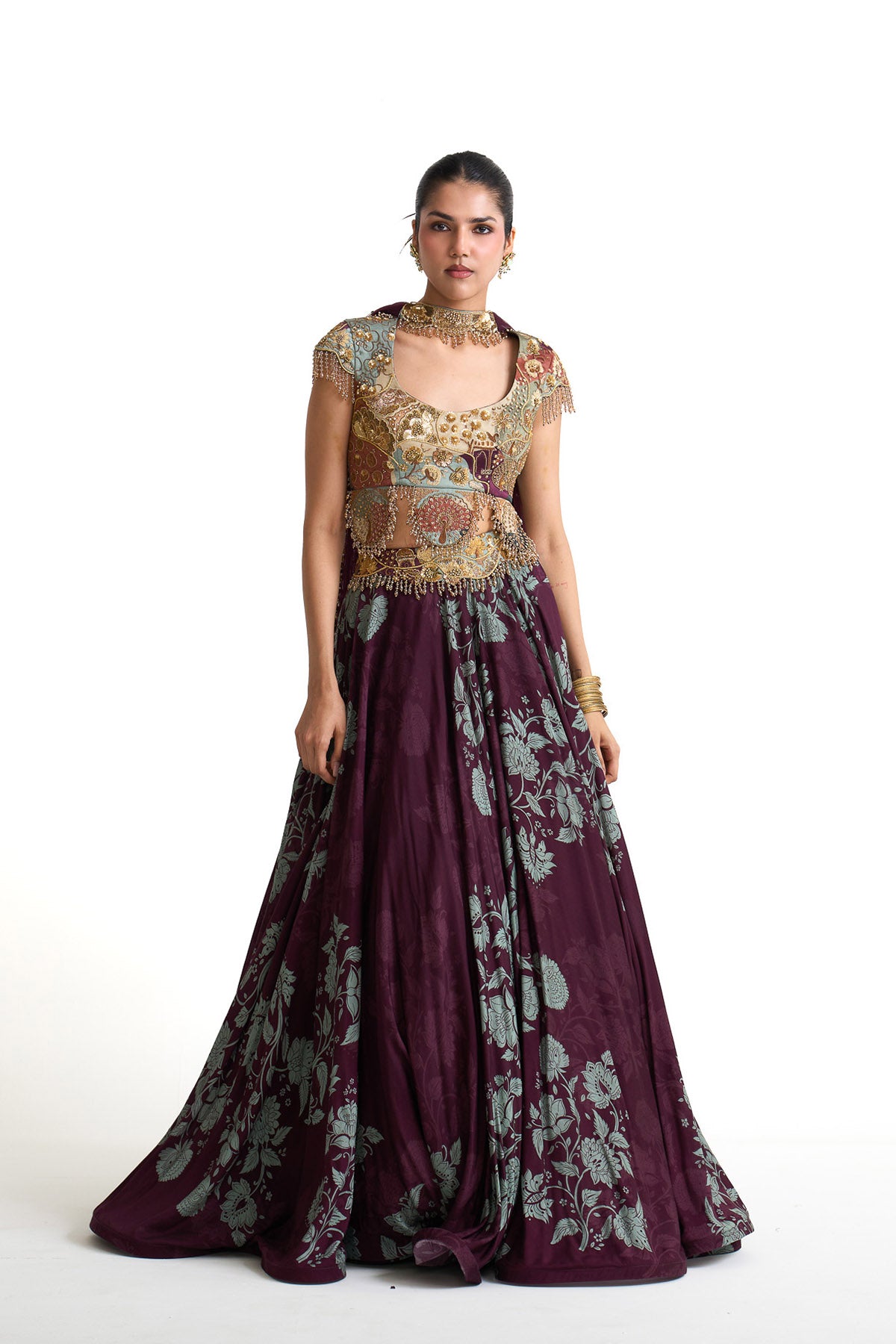 Plum garden crop top set
