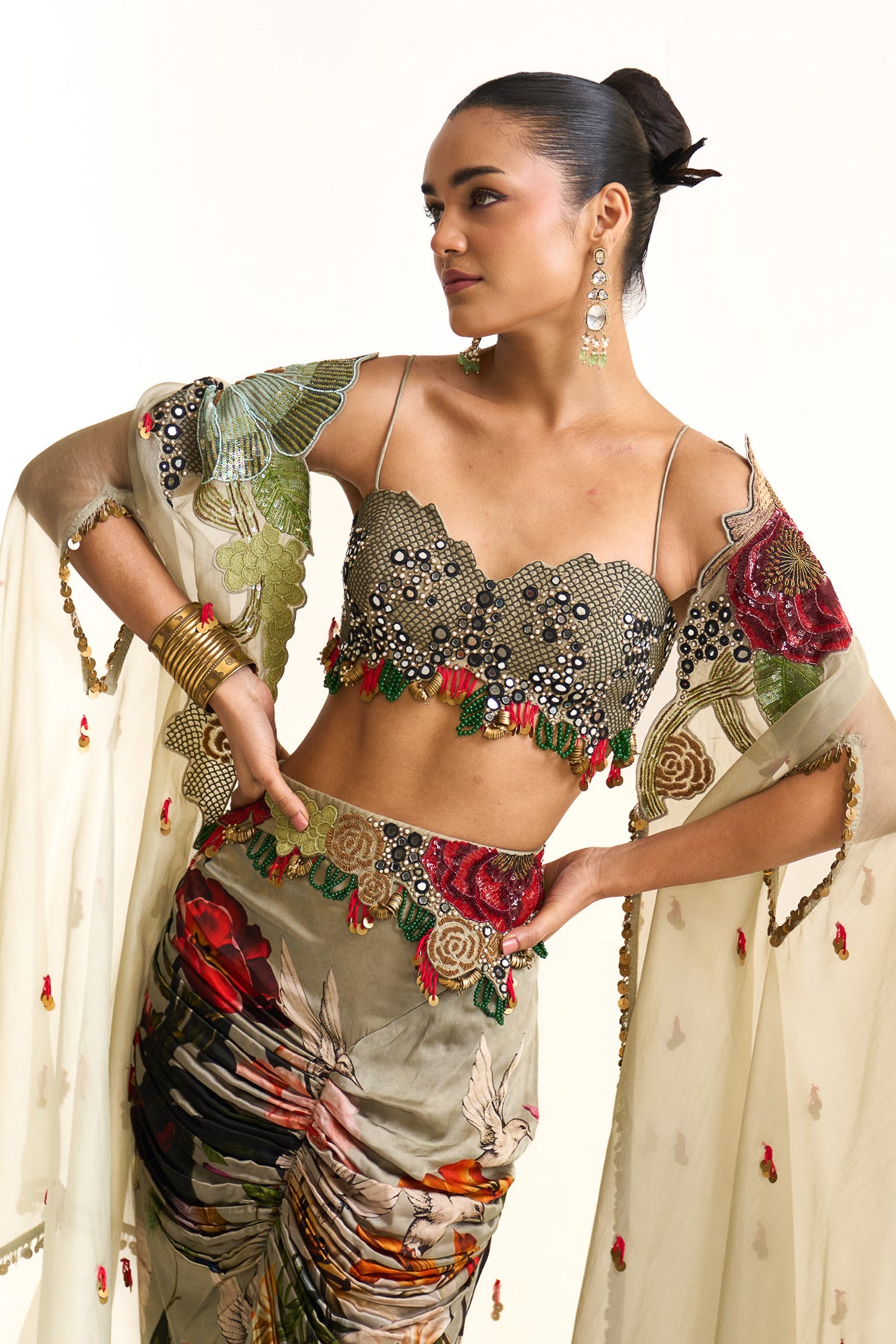Wild blooms cape and drape skirt set