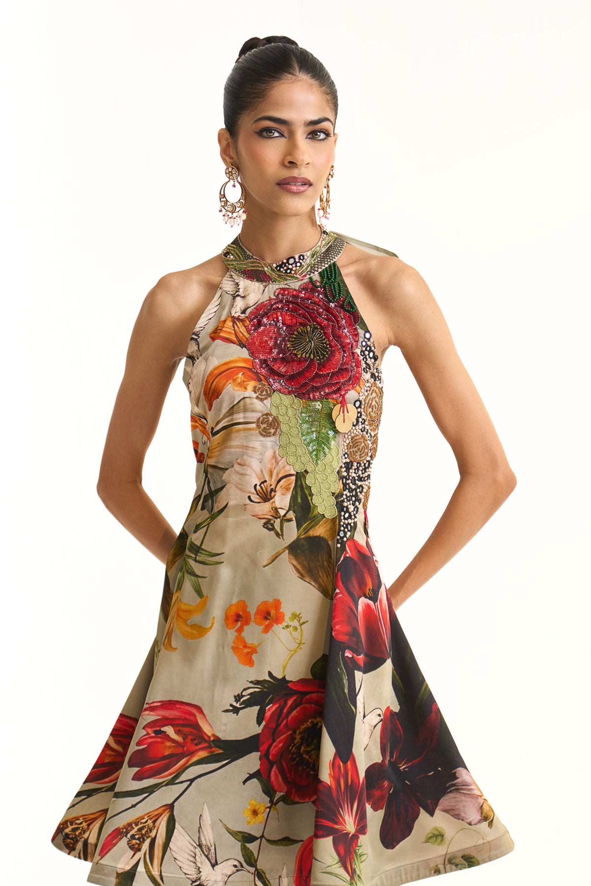 Wild blooms halter neck dress