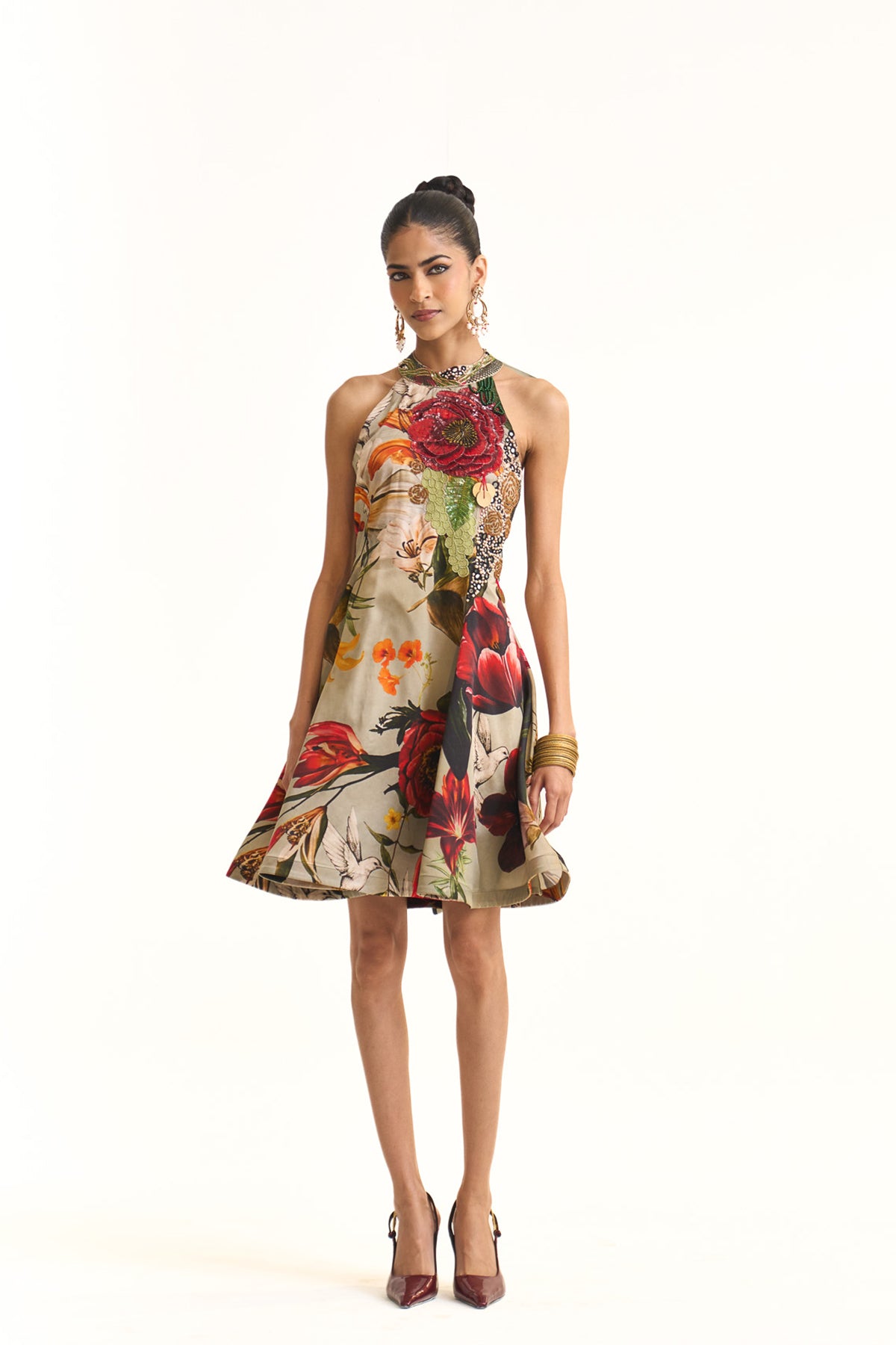Wild blooms halter neck dress
