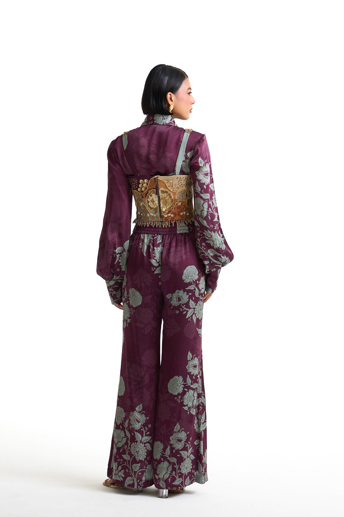 Plum garden corset belt set