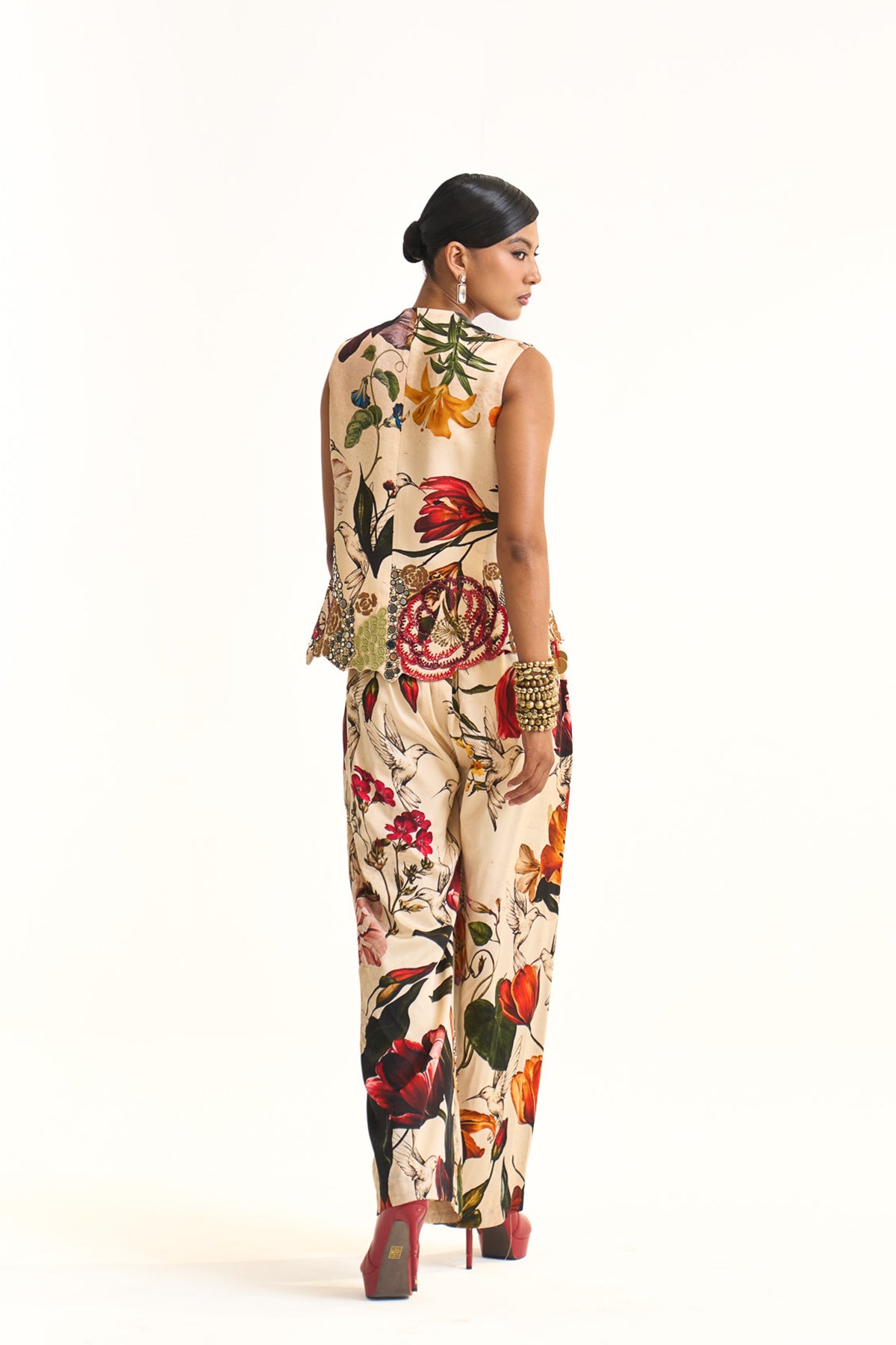 Wild blooms waist coat with pant set