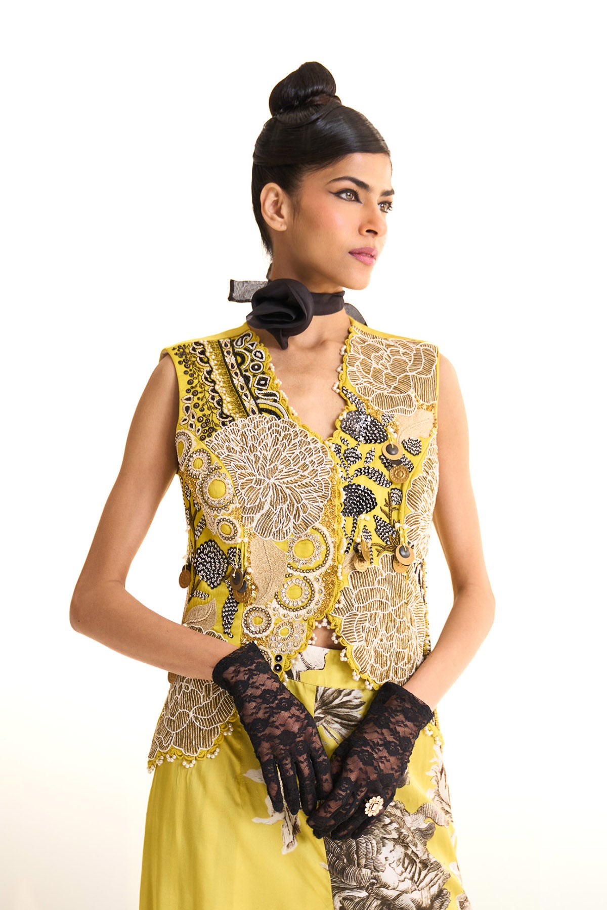 Black iris waist coat set