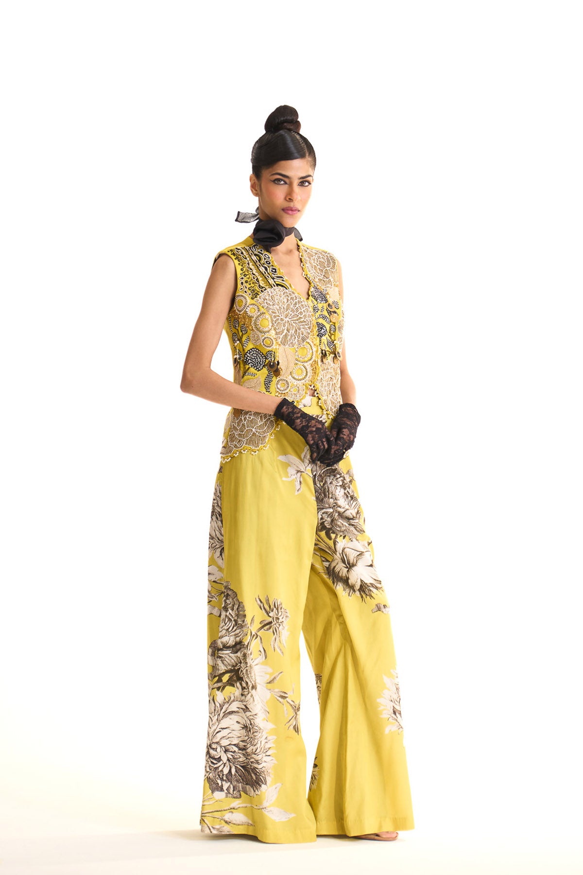 Black iris waist coat set