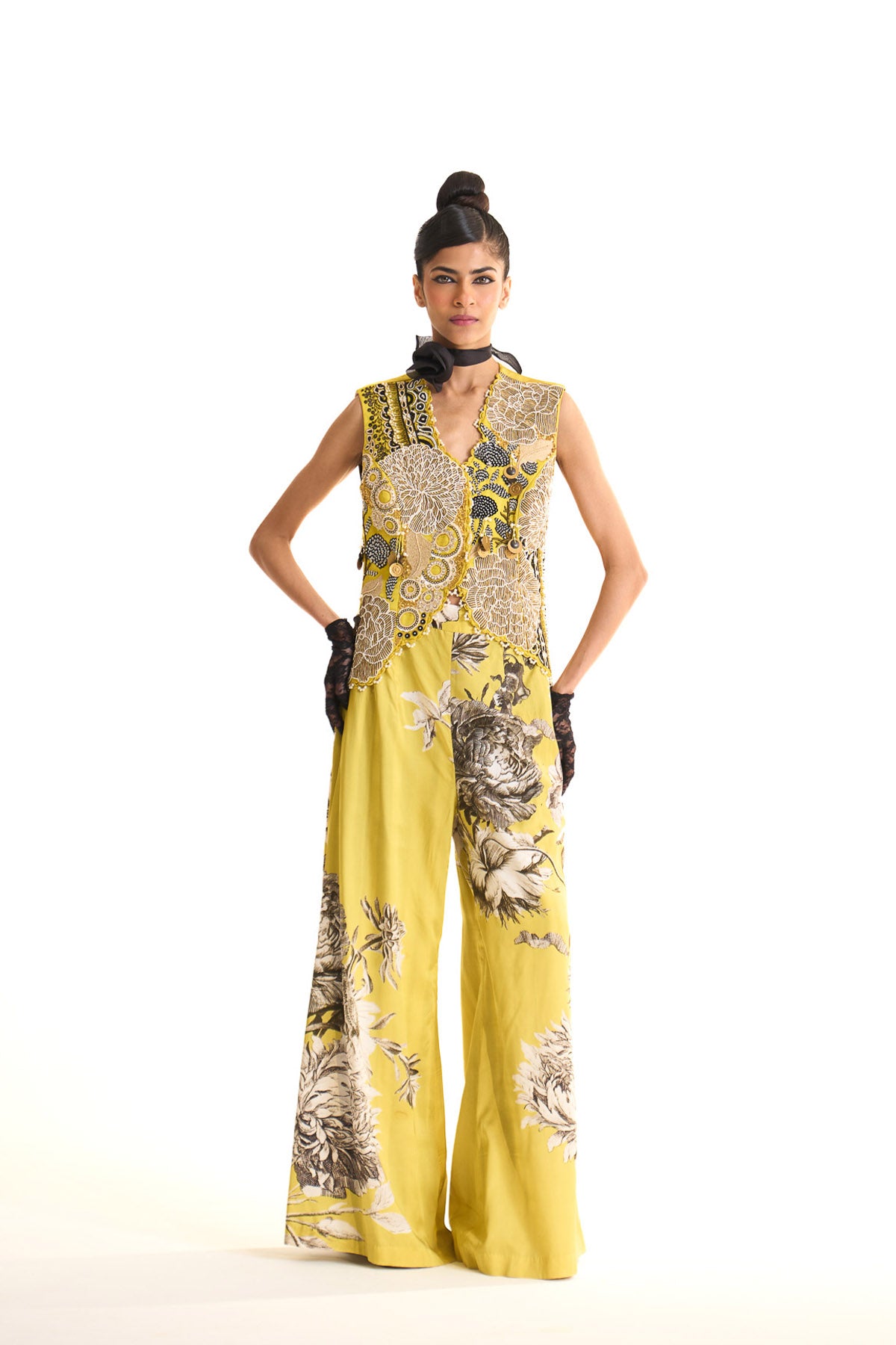 Black iris waist coat set