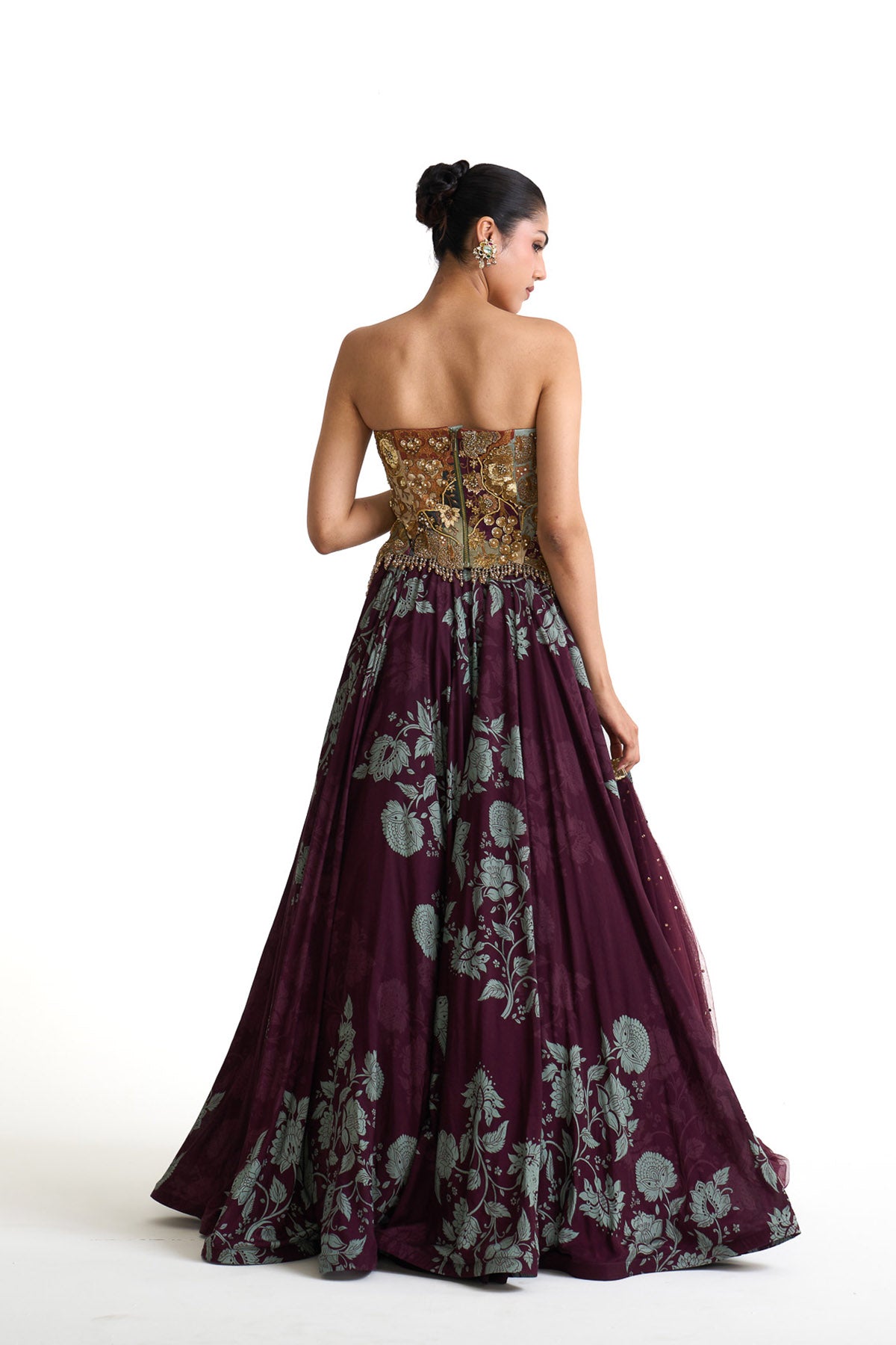 Plum garden corset skirt set
