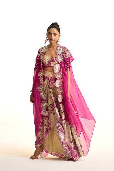 Pink moon Cape & drape skirt set