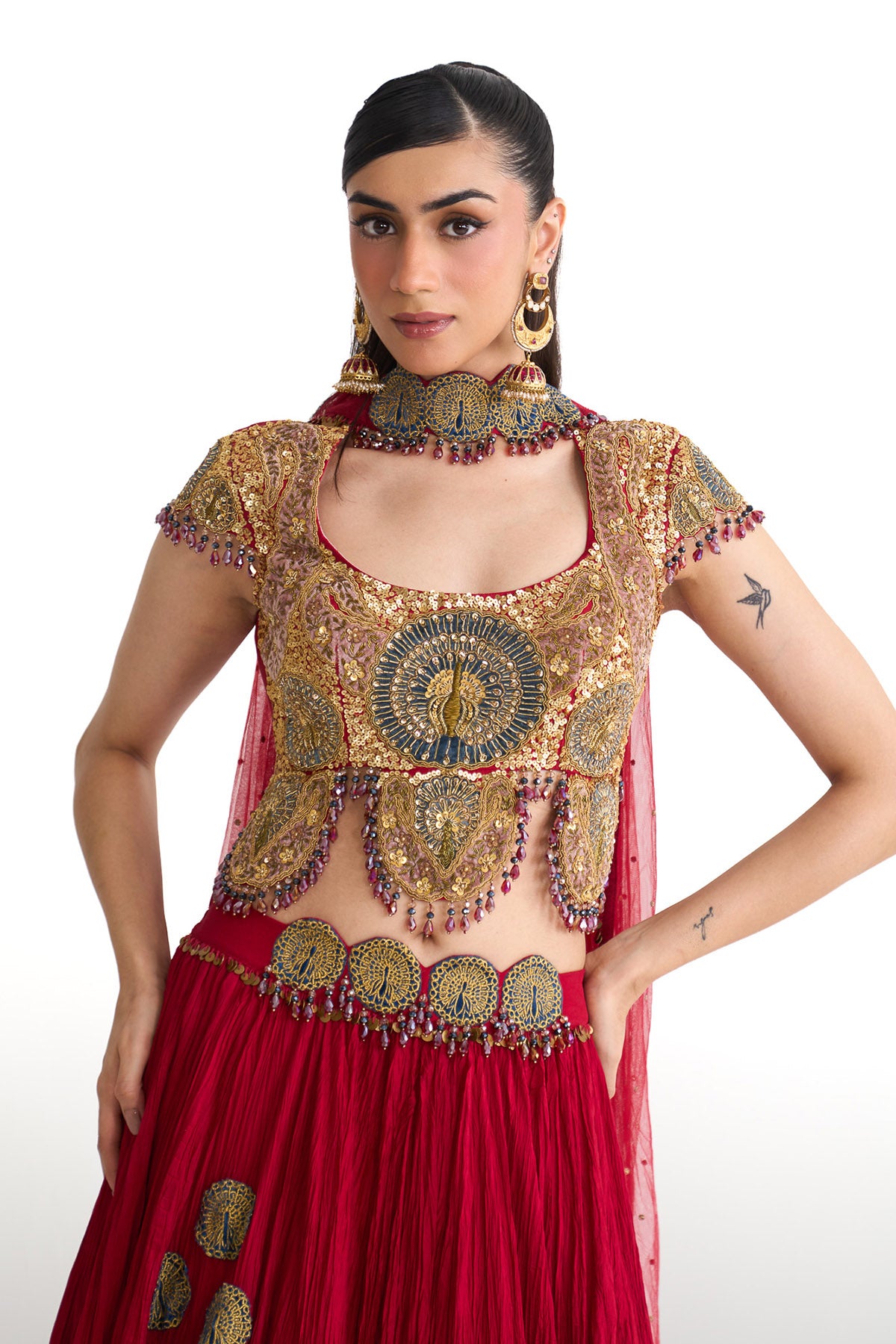 Mor pankh crop top set