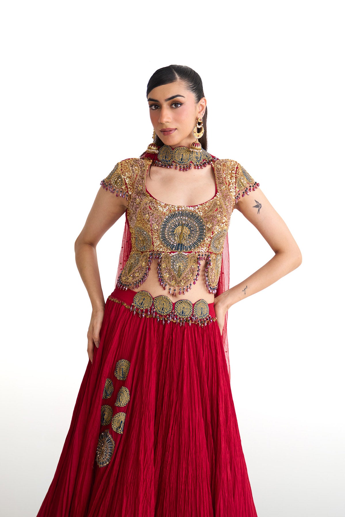 Mor pankh crop top set