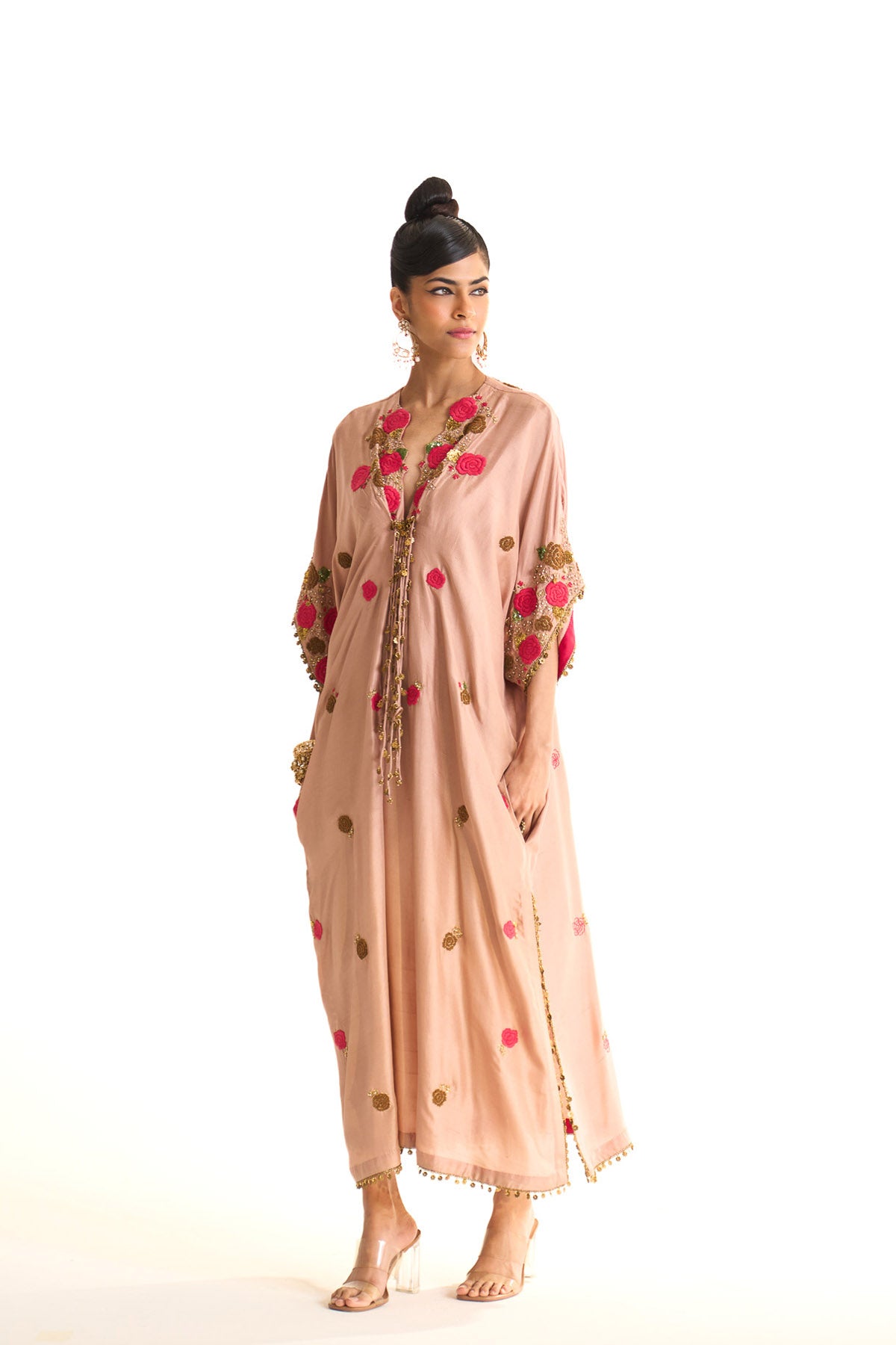 Pink rose drape kaftan