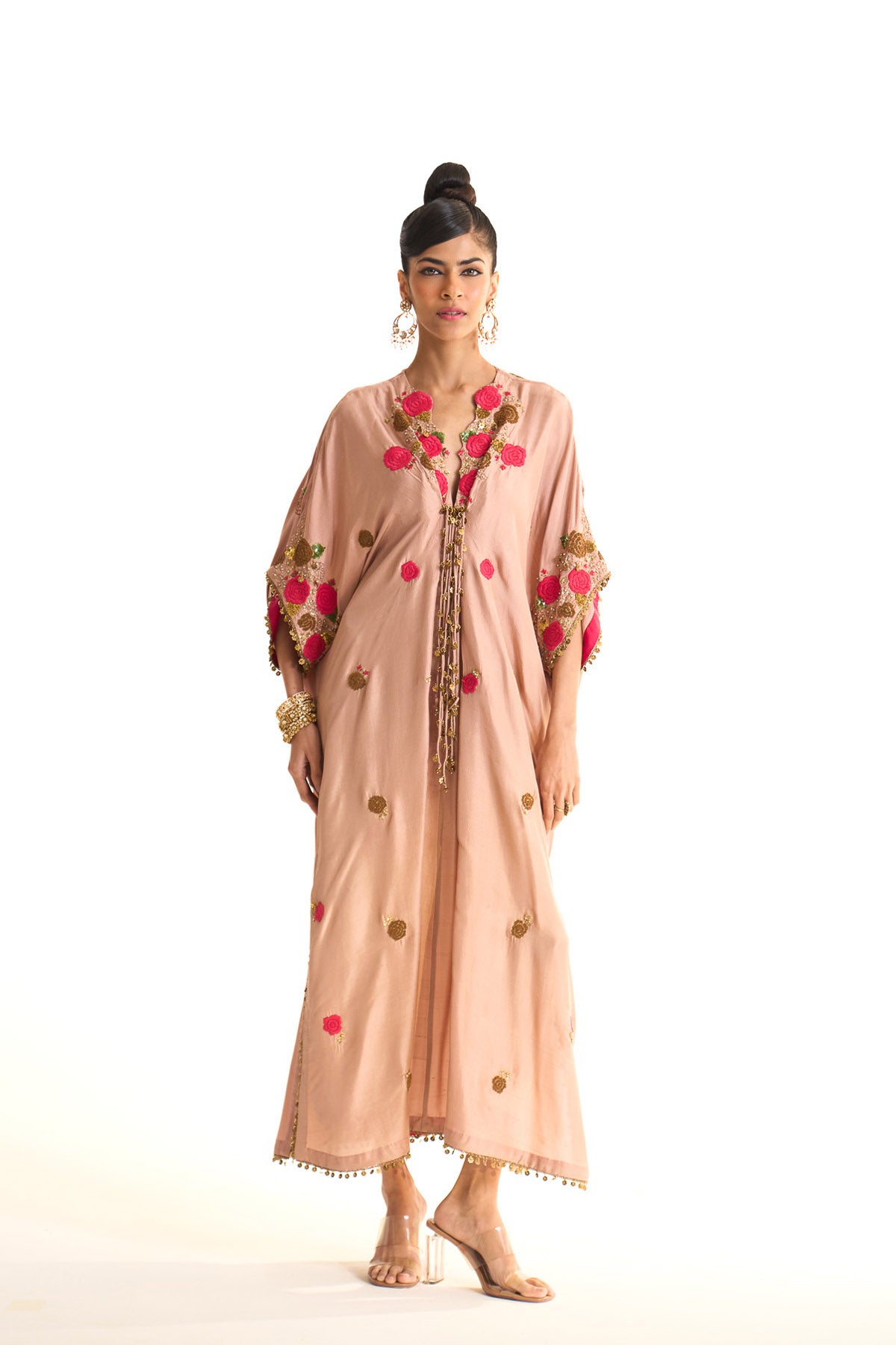 Pink rose drape kaftan