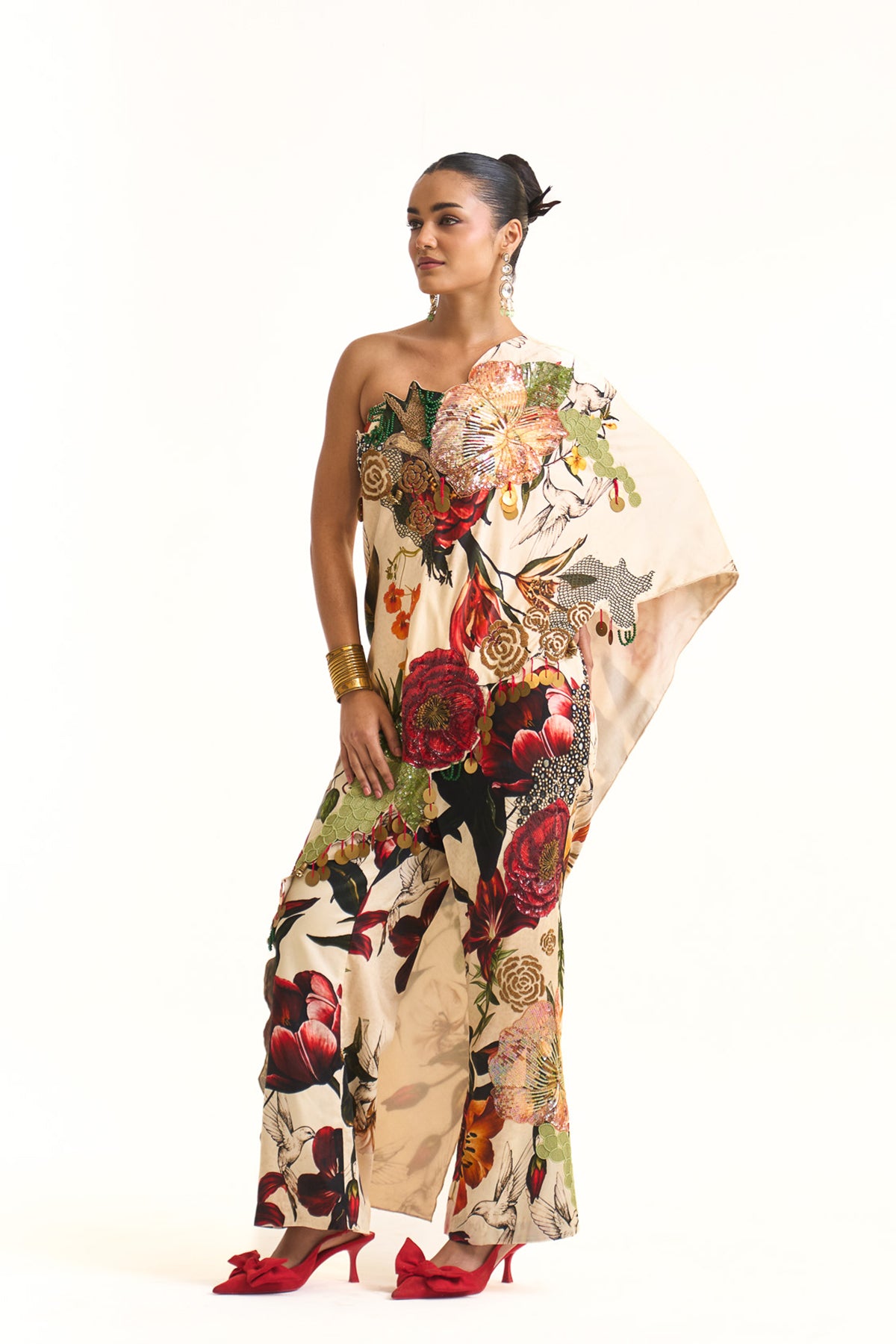 Wild blooms one shoulder top set