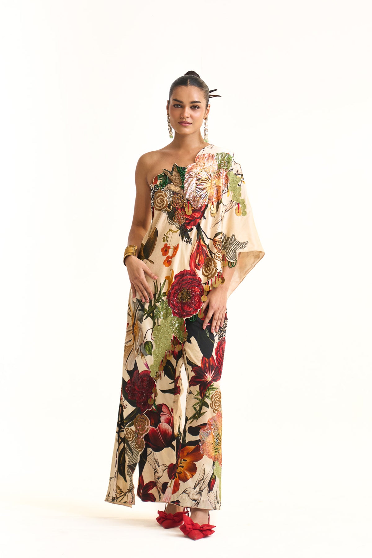 Wild blooms one shoulder top set
