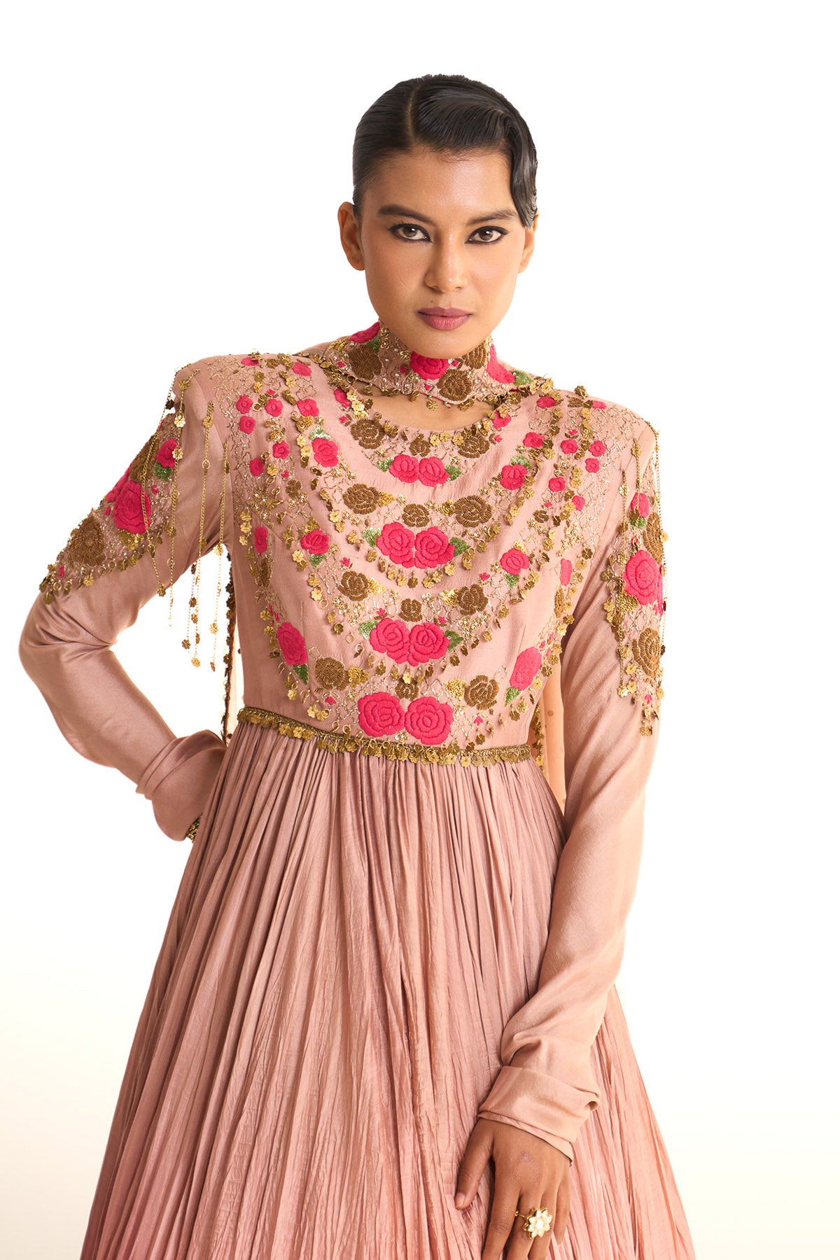 Pink rose anarkali