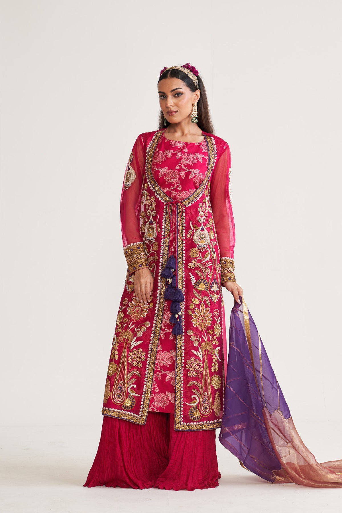 Gold bird long jacket set