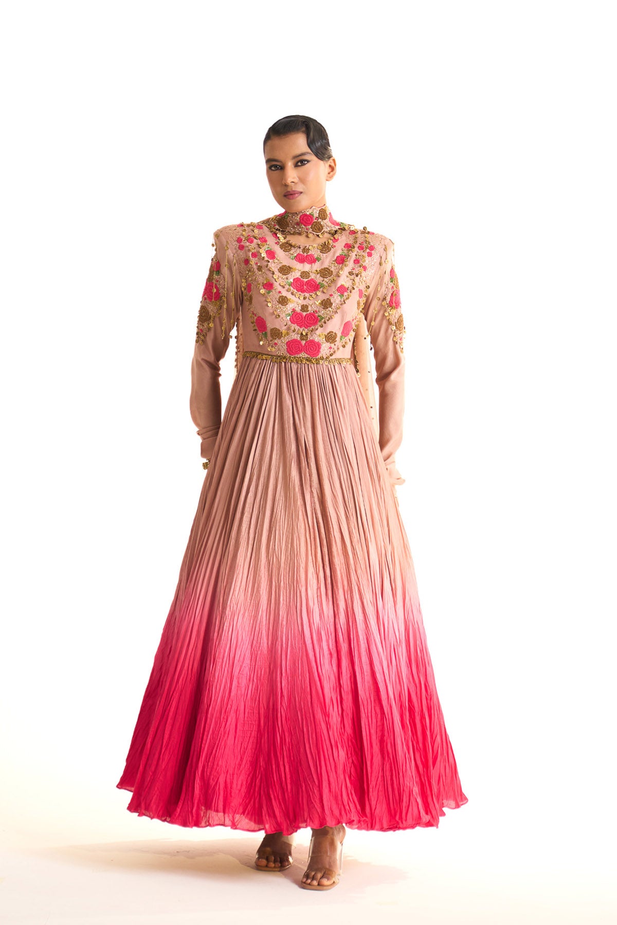 Pink rose anarkali