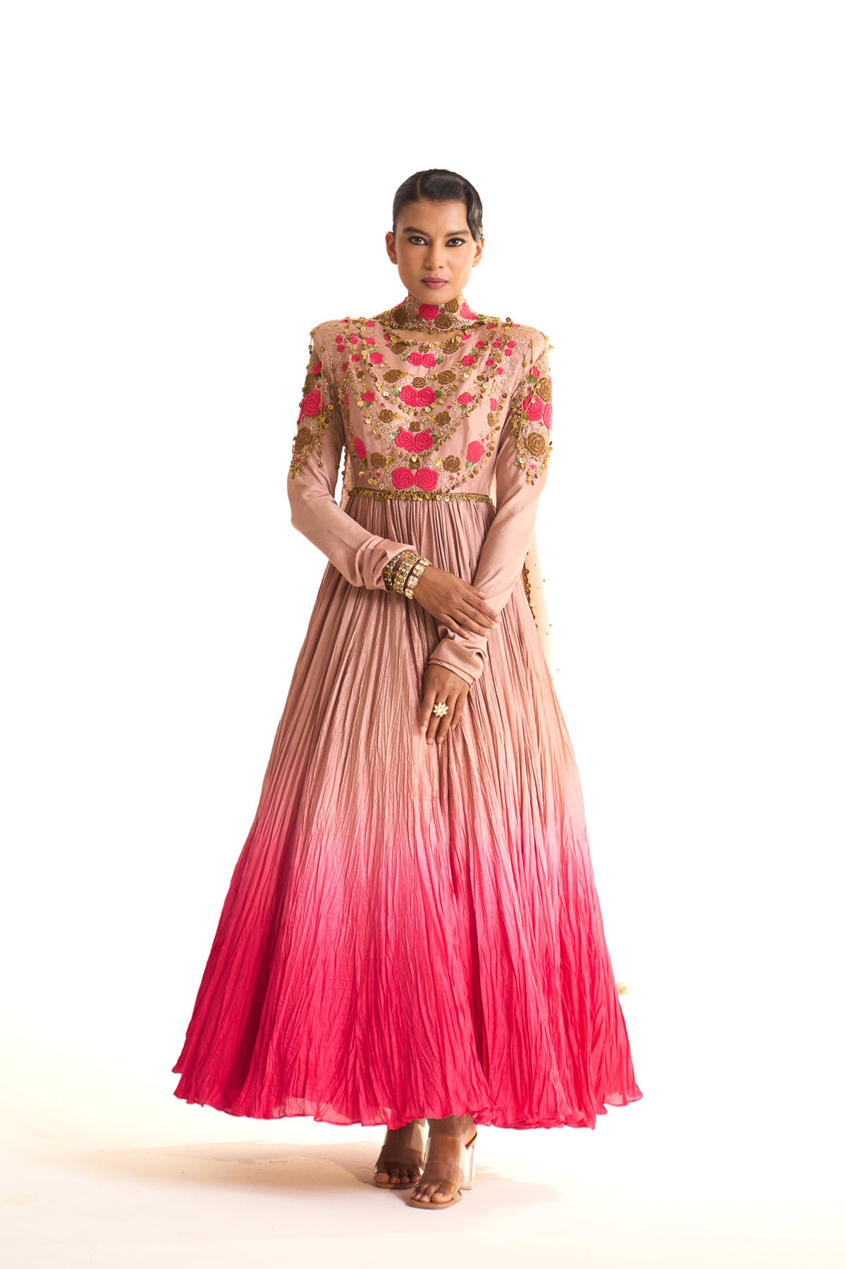 Pink rose anarkali