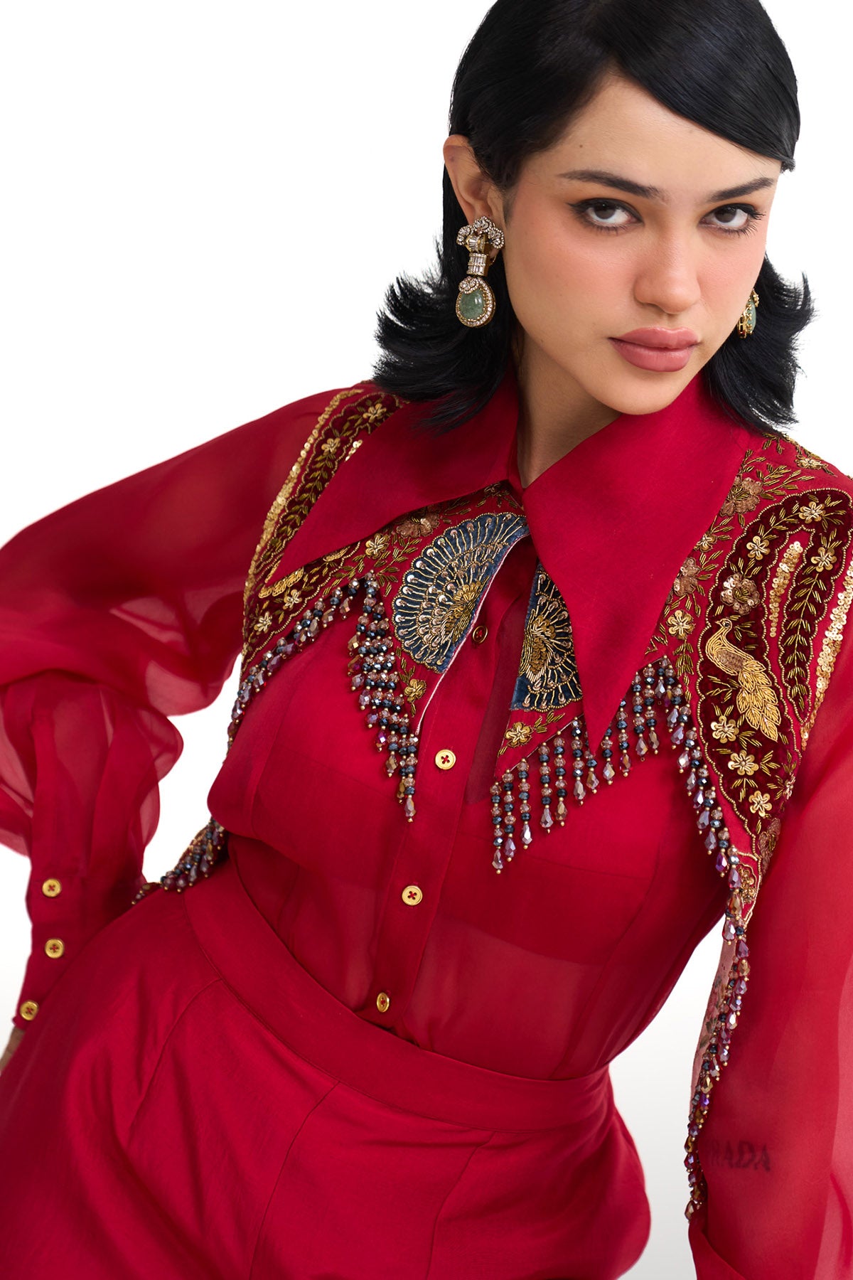 Mor pankh collar pant set