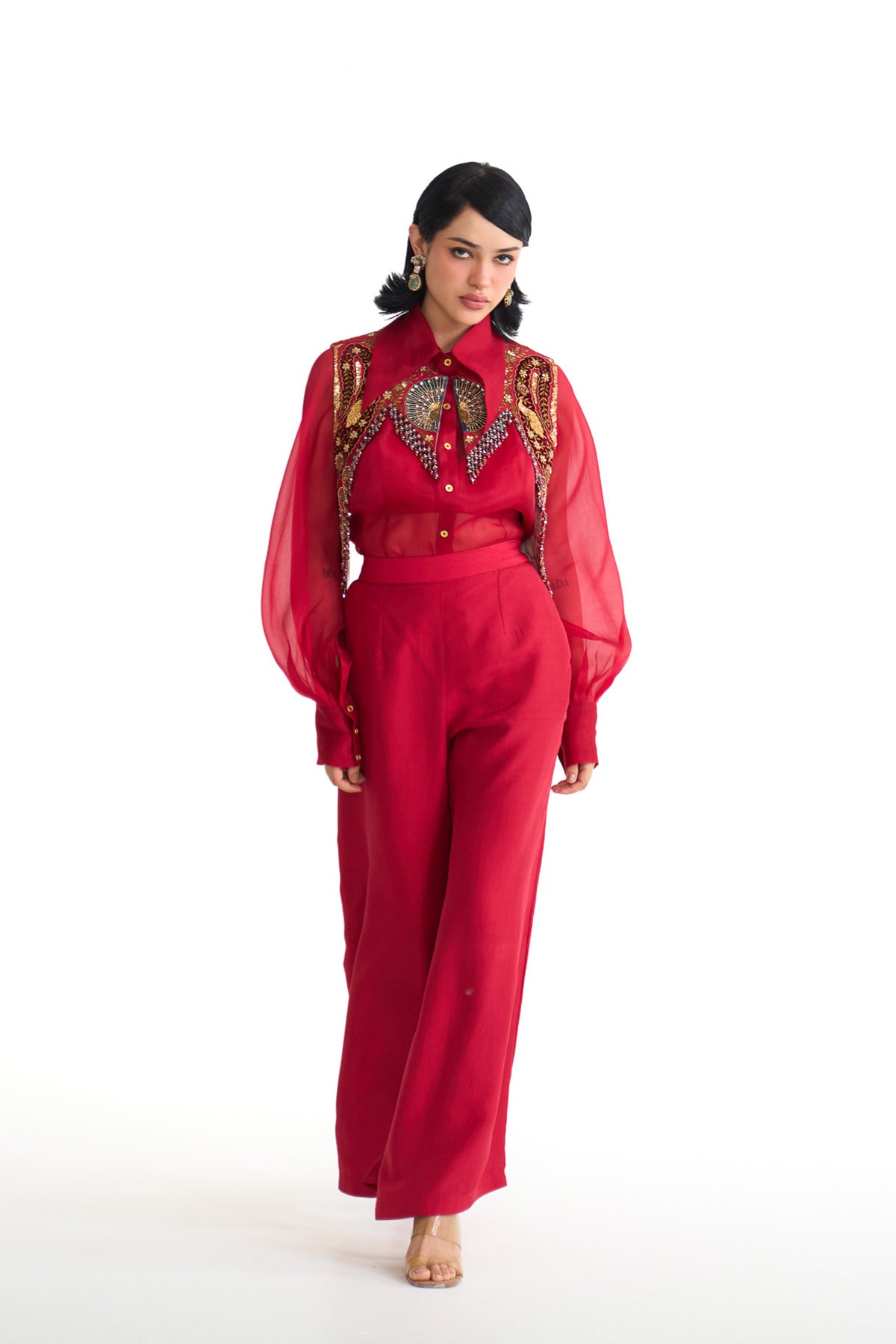 Mor pankh collar pant set