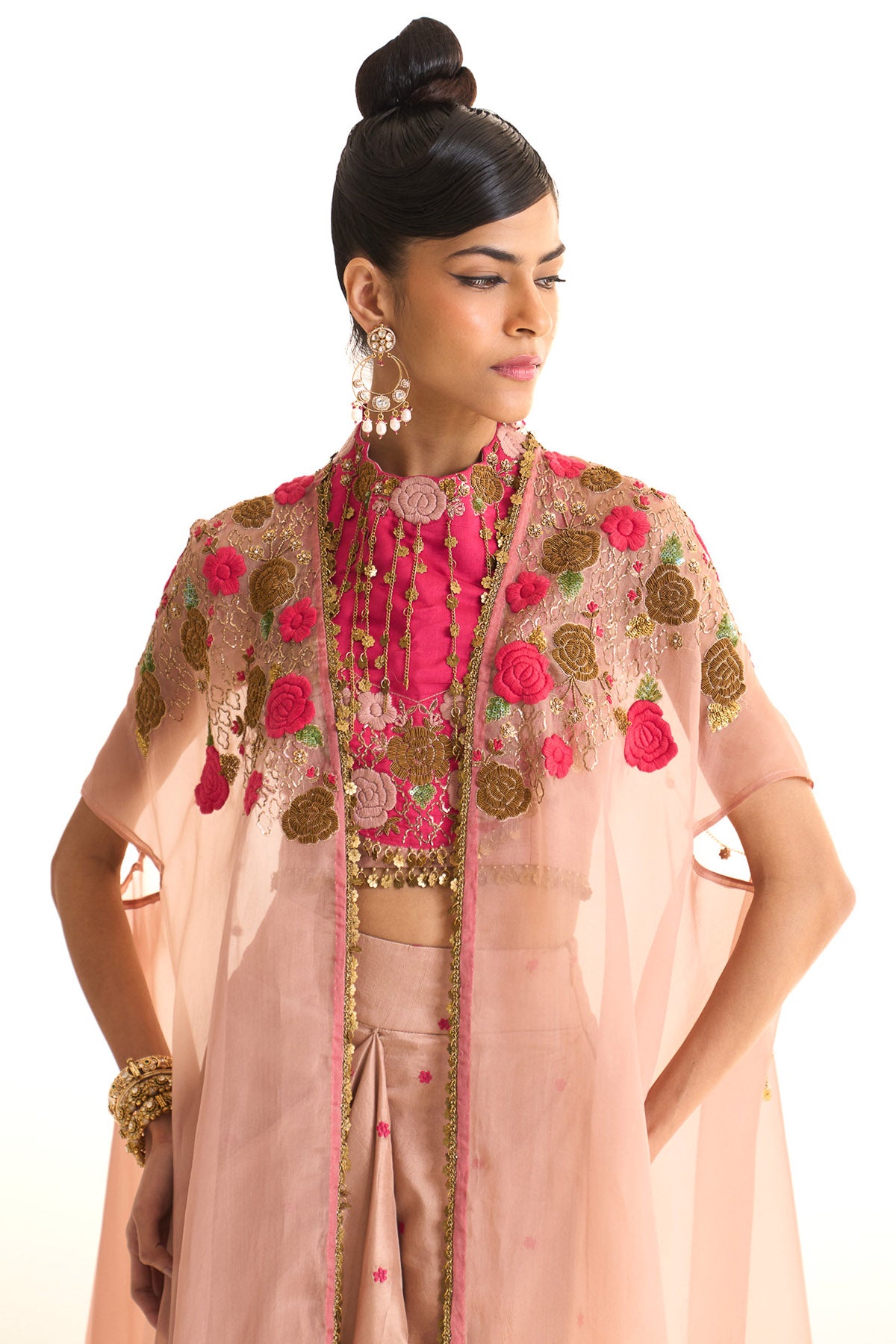 Pink rose cape set