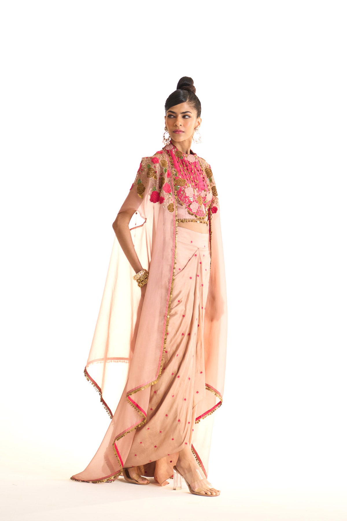 Pink rose cape set
