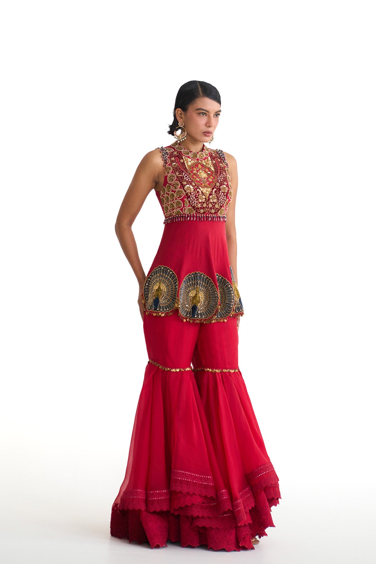Mor pankh peplum garara set