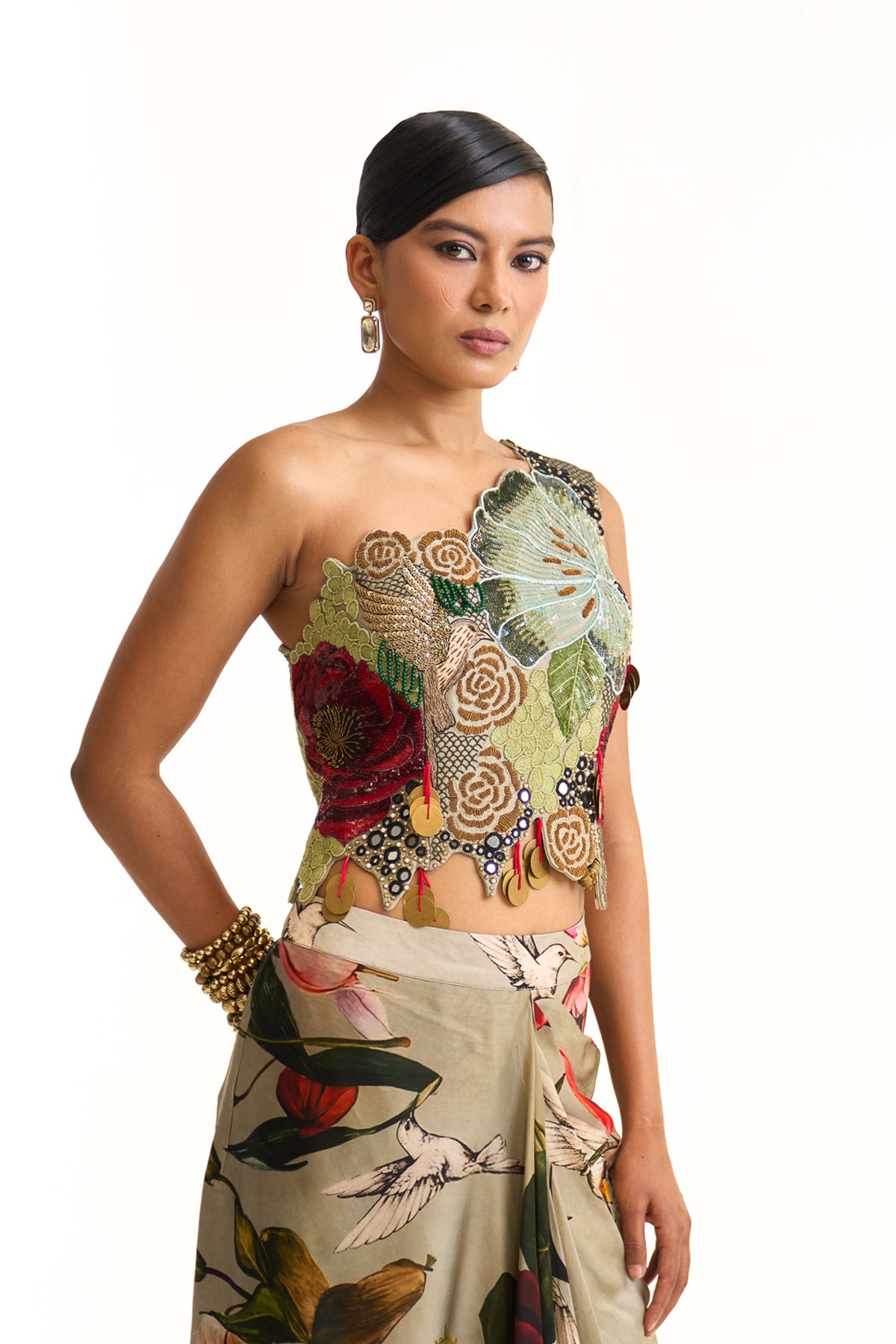 Wild blooms corset saree