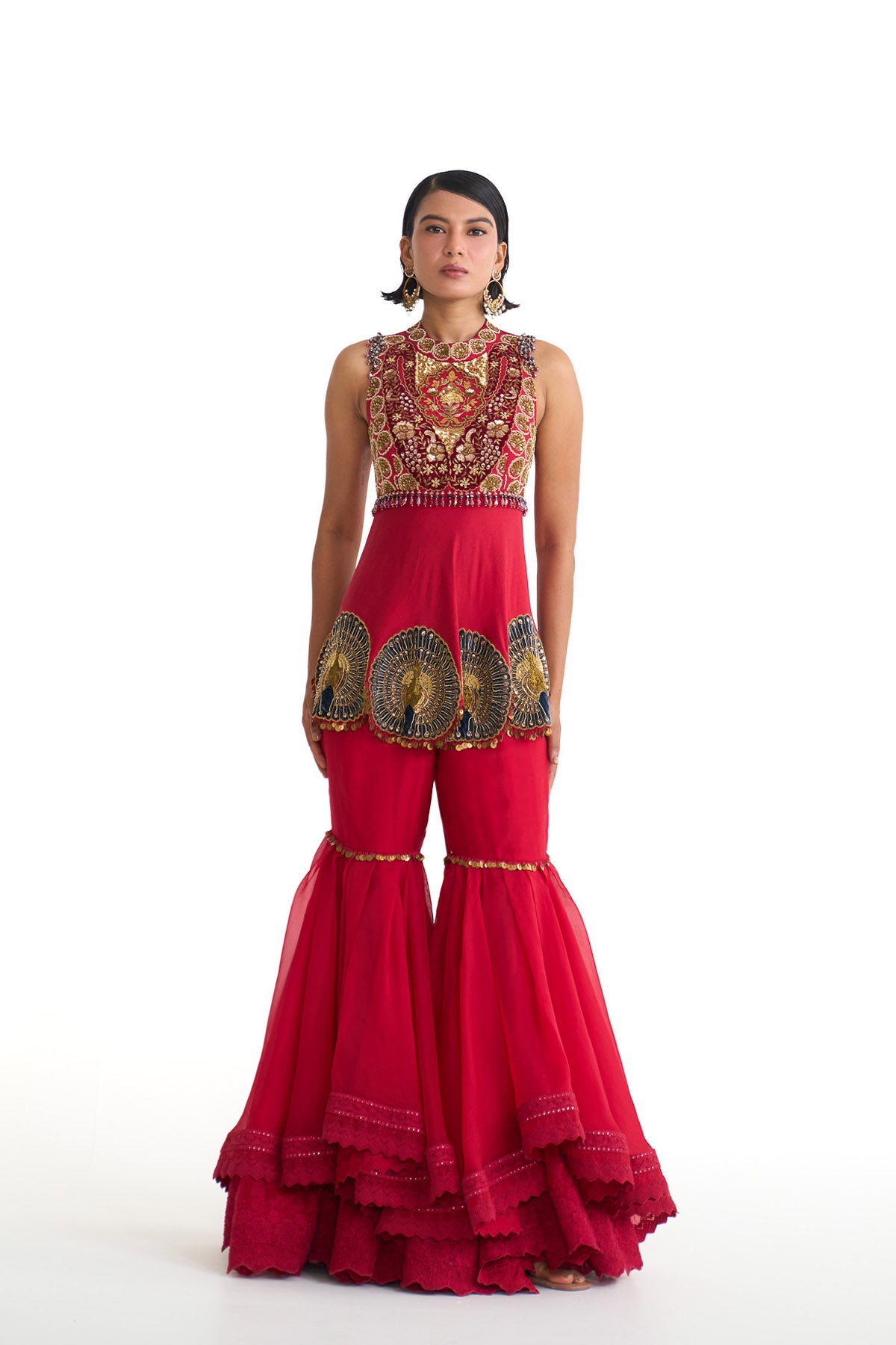 Mor pankh peplum garara set