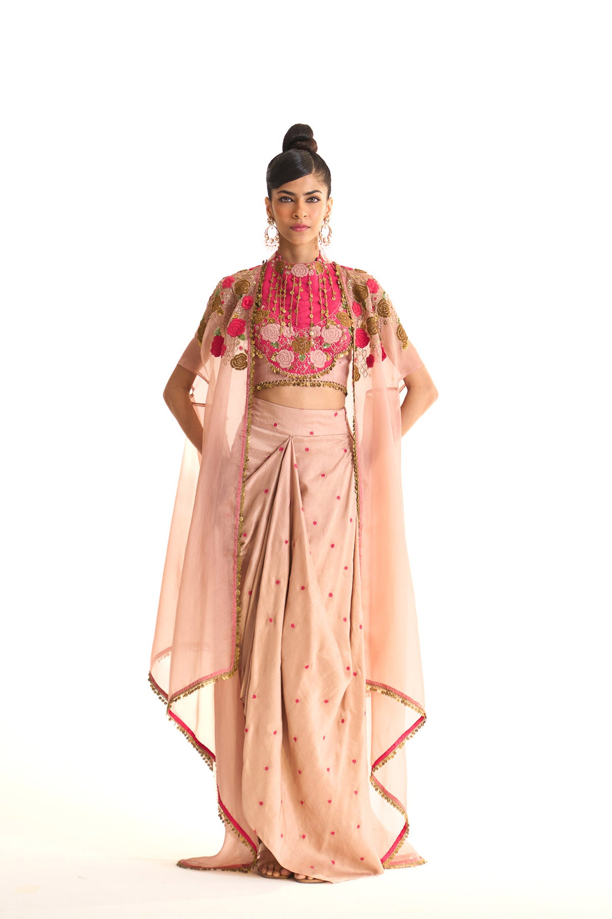 Pink rose cape set