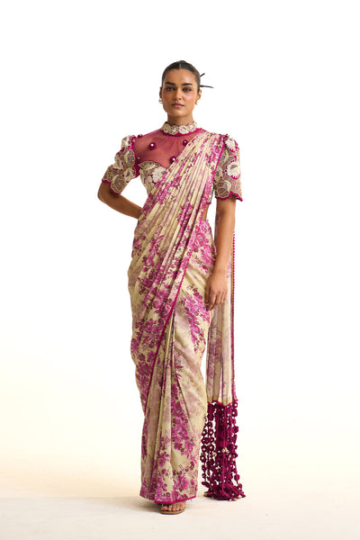 Pink moon drape saree