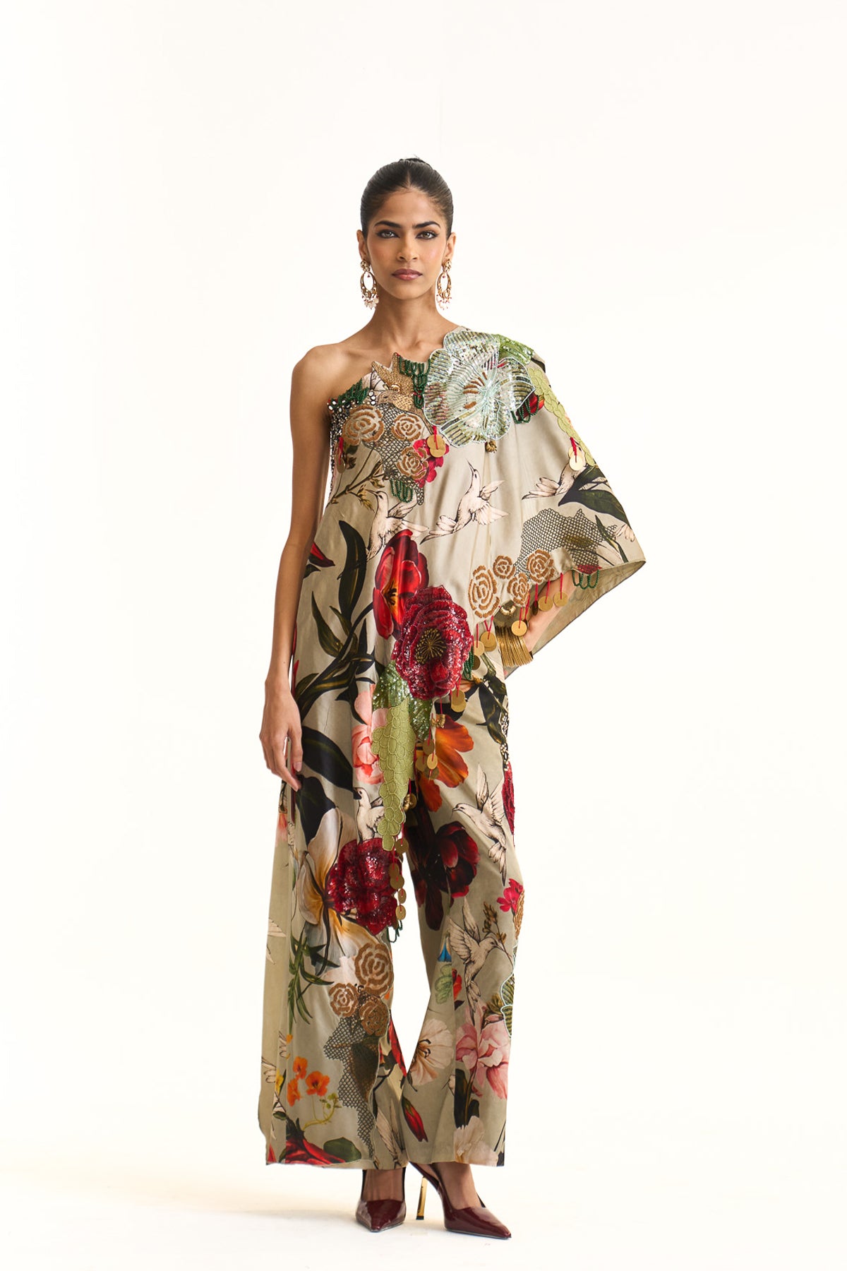 Wild blooms one shoulder top set