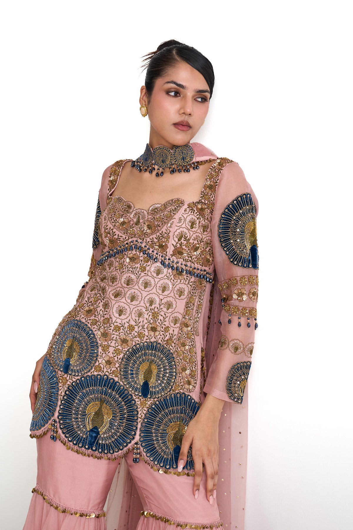 Mor pankh straight suit & garara set
