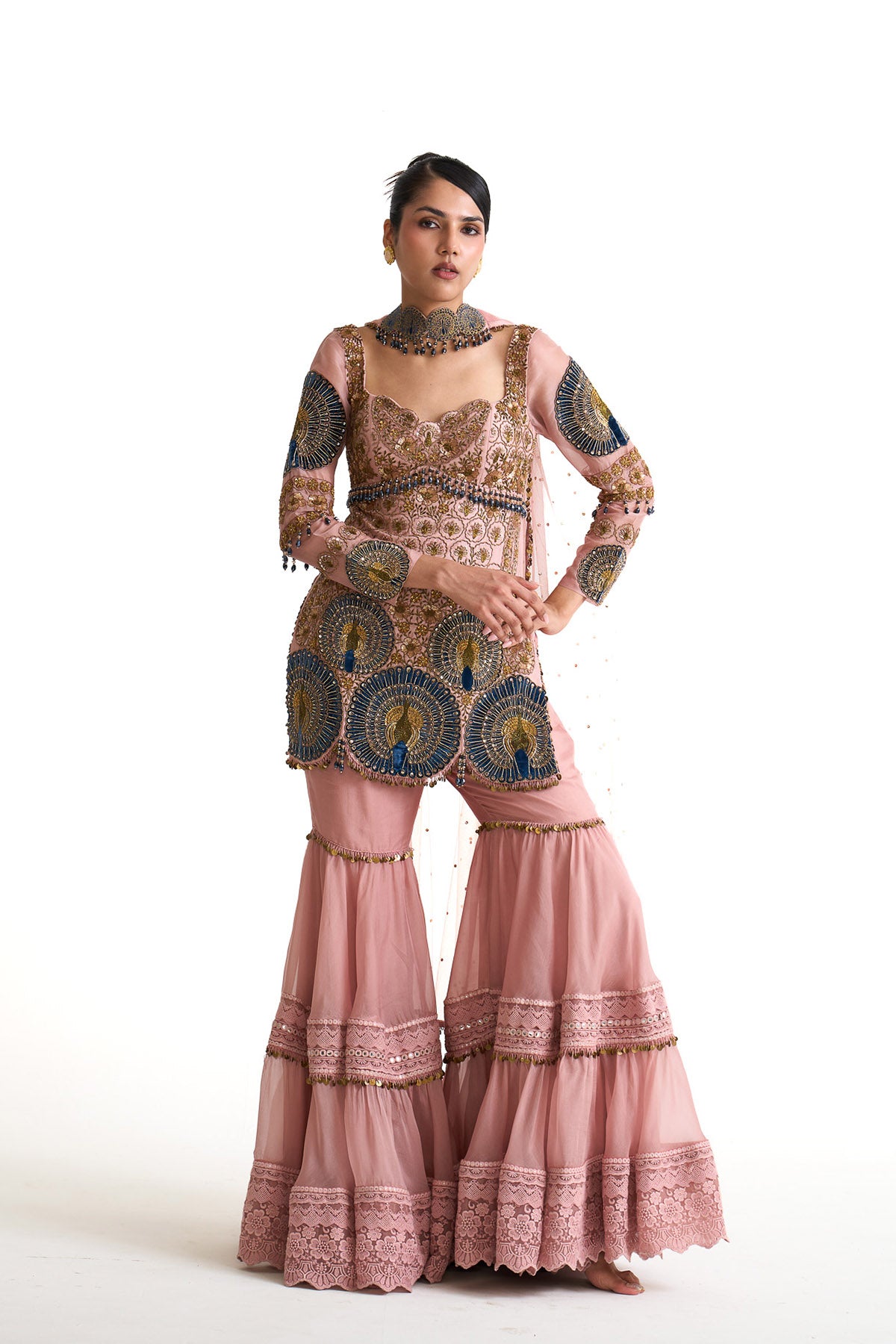 Mor pankh straight suit & garara set