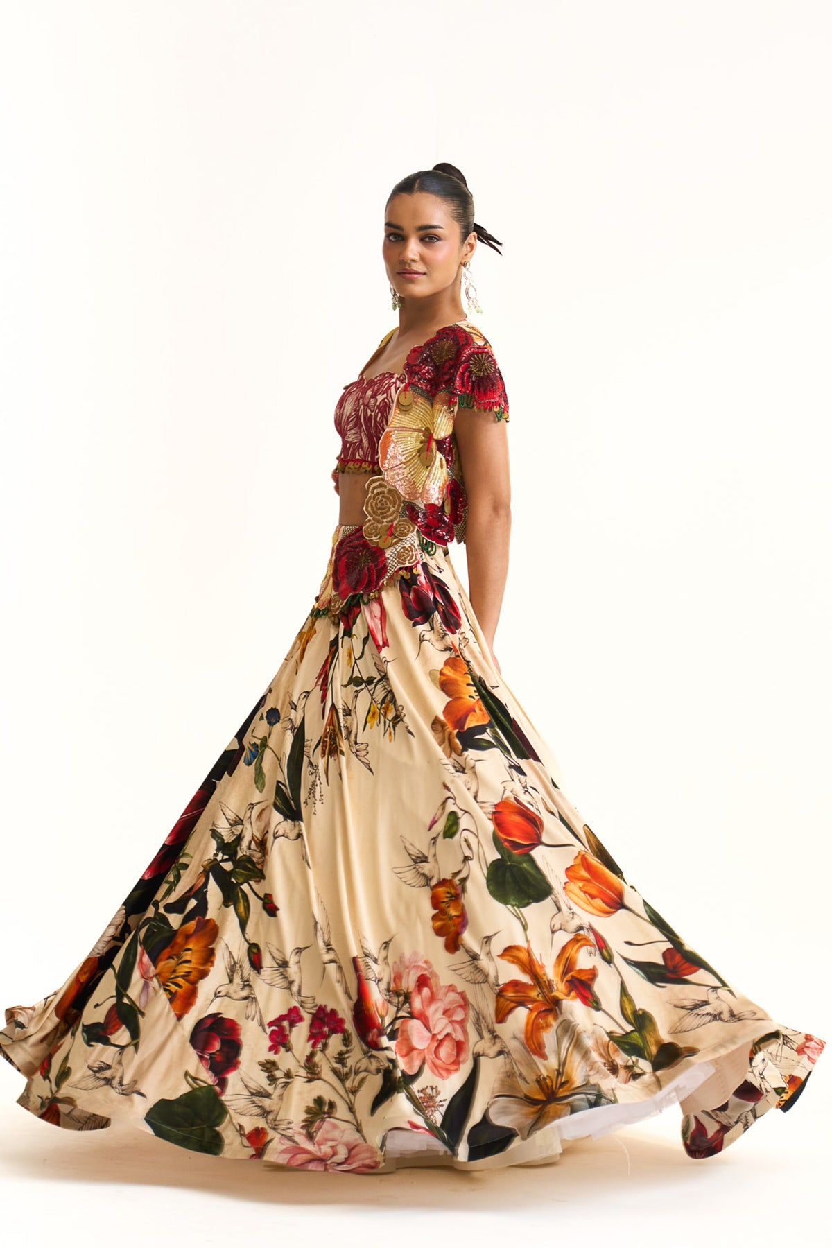 Wild blooms Short jacket lehenga set