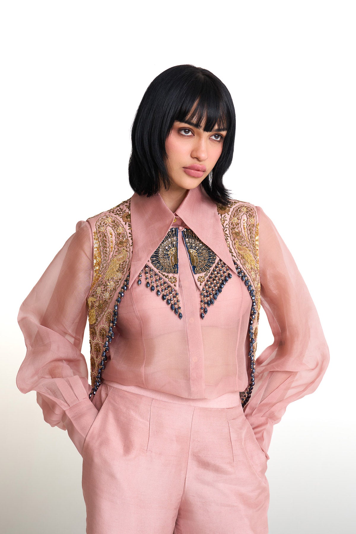 Mor pankh collar pant set