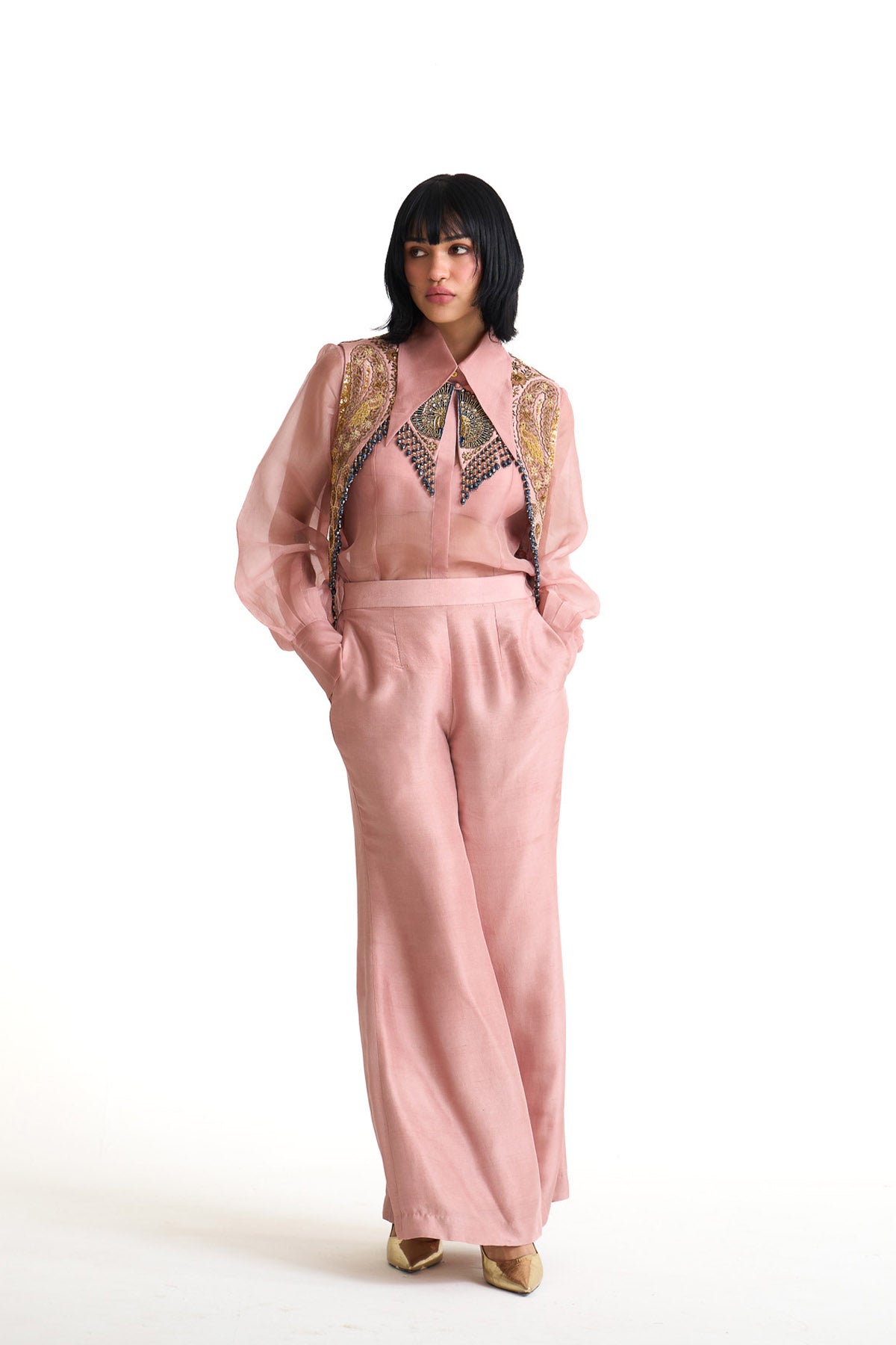 Mor pankh collar pant set