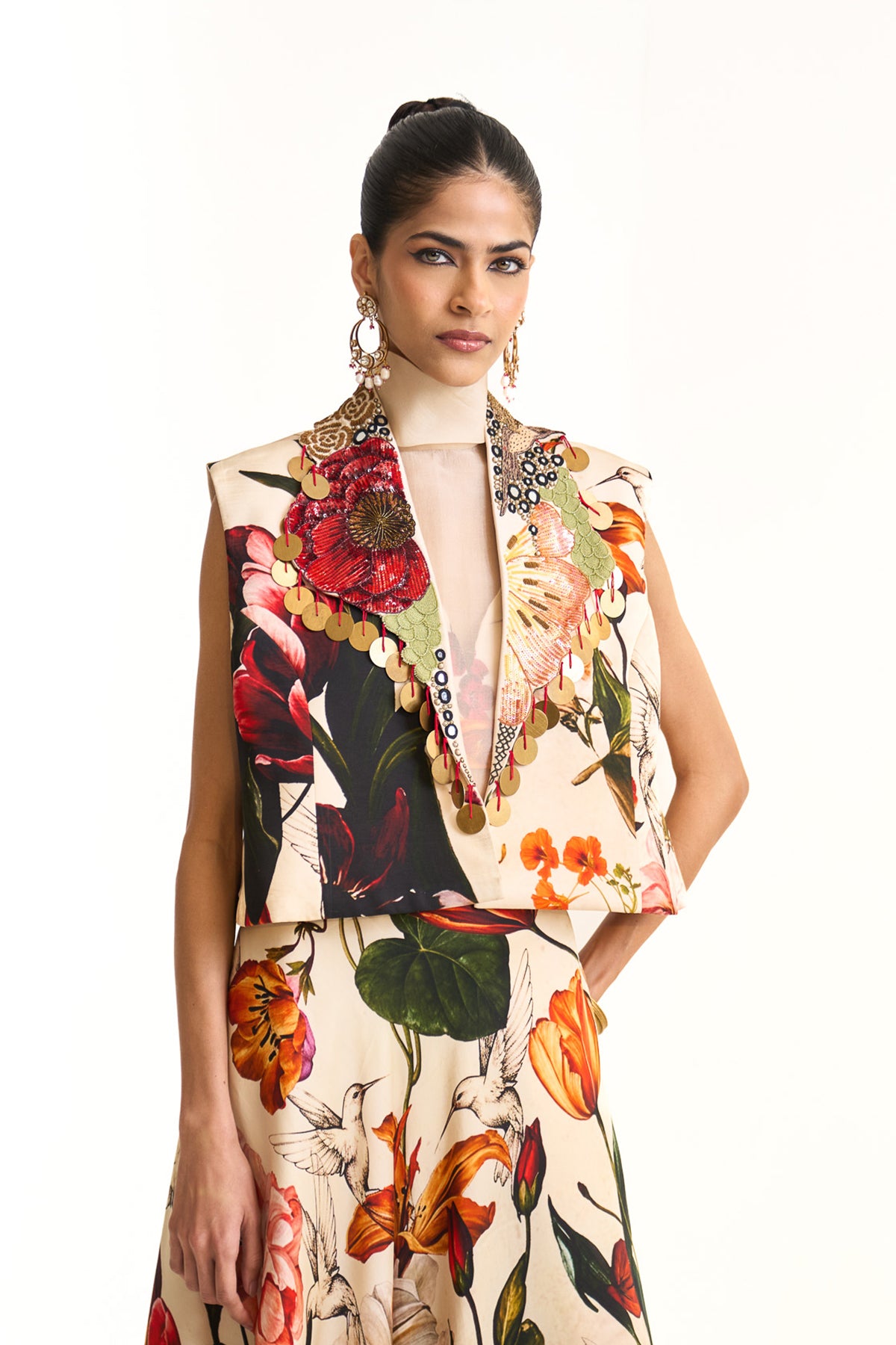 Wild blooms asymmetric skirt set